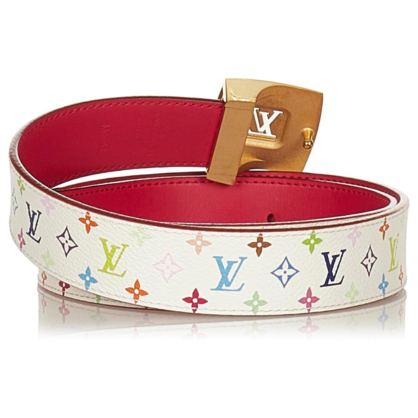 Louis Vuitton White Monogram Multicolore LV Cut Reversible Belt ...