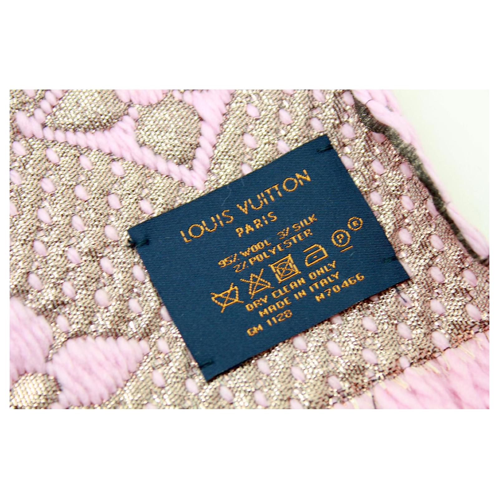 Louis Vuitton Logomania Shine Wool Scarf Pink Lurex (M70466) For