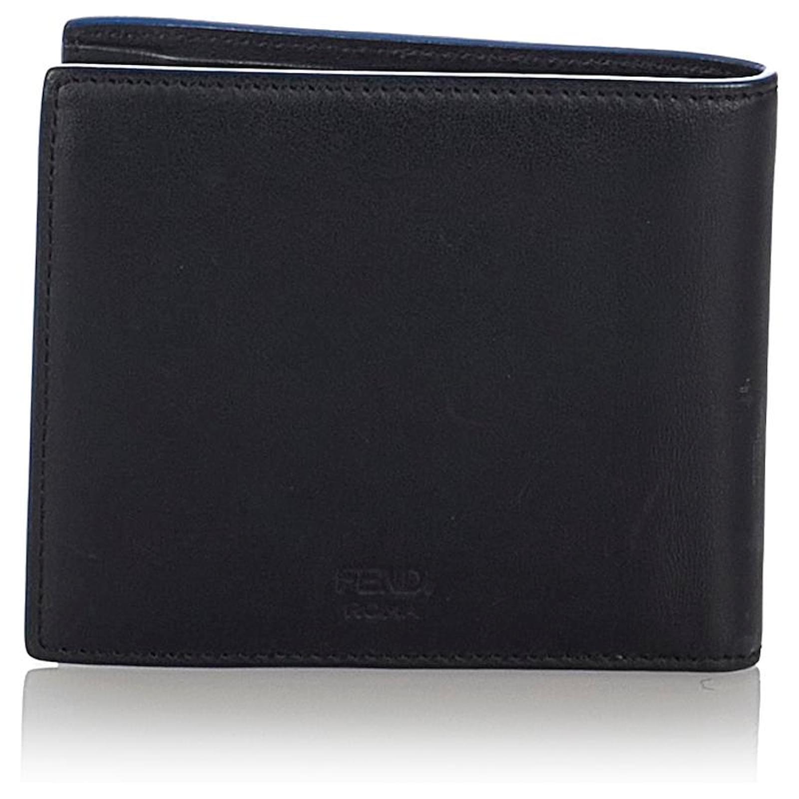 Fendi Black Leather Bifold Wallet Pony-style calfskin ref.421510 - Joli ...