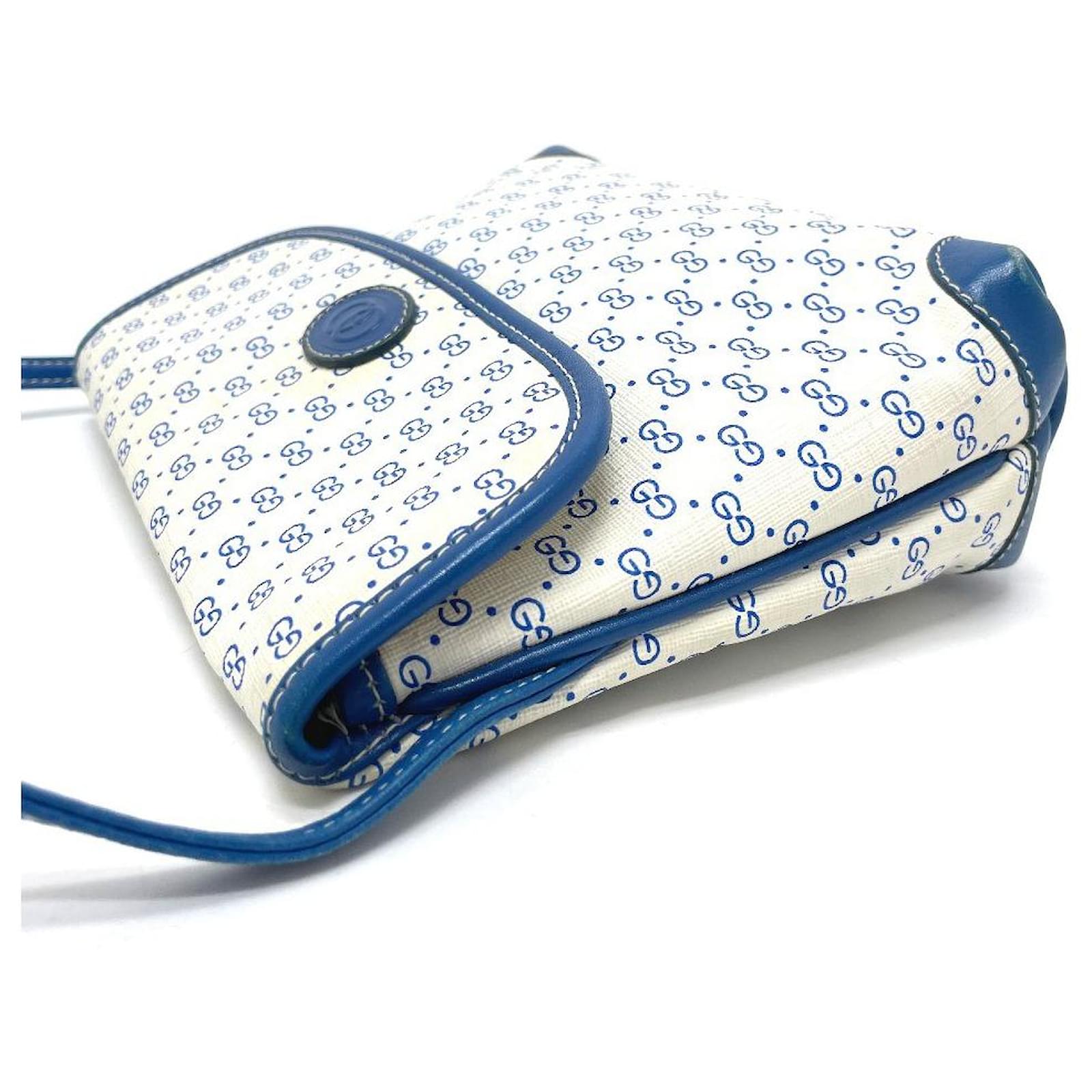 Used] Gucci Vintage Micro GG Old Gucci Shoulder Bag Leather / PVC Ladies  White x Blue ref.421653 - Joli Closet