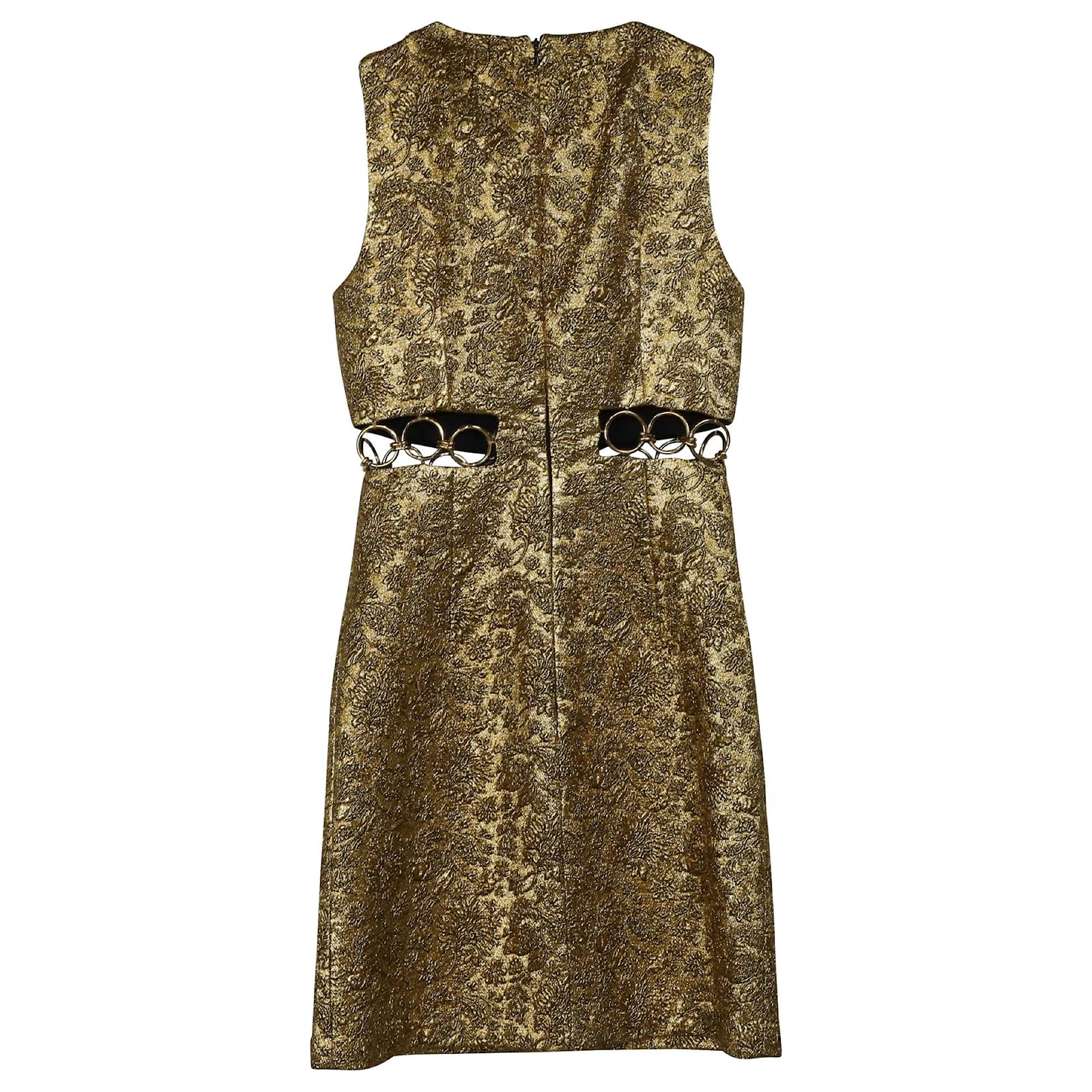 Michael Kors Floral Metallic-Embroidered Brocade Dress in Metallic Gold Polyester Golden ref.JC422297 (Sold) - Joli Closet Michael Kors Floral Metallic-Embroidered Brocade Dress in Metallic Gold Polyester Golden ref.JC422297 (Sold) - Joli Closet