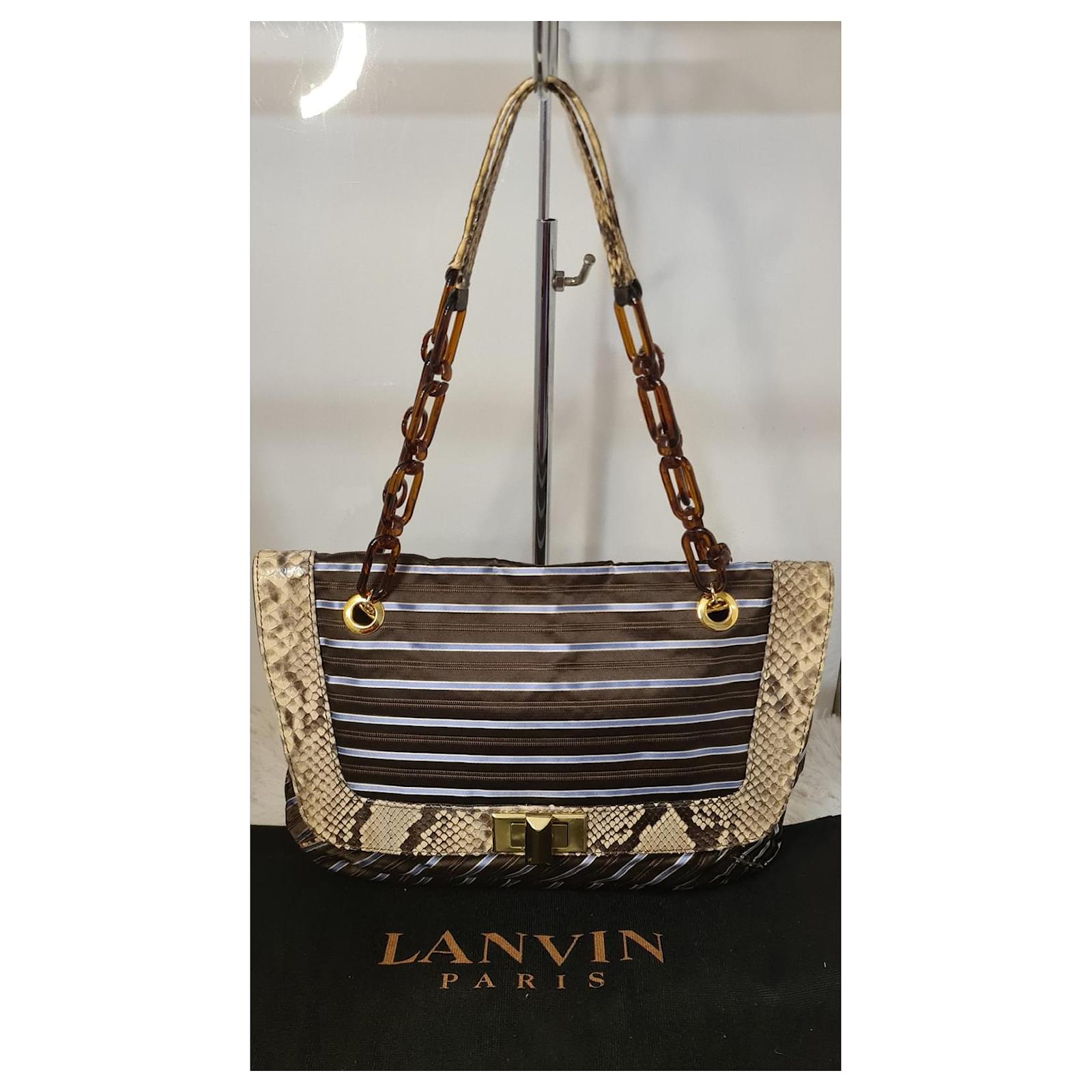 Lanvin Paris gorgeous chocolate brown pebbled... - Depop