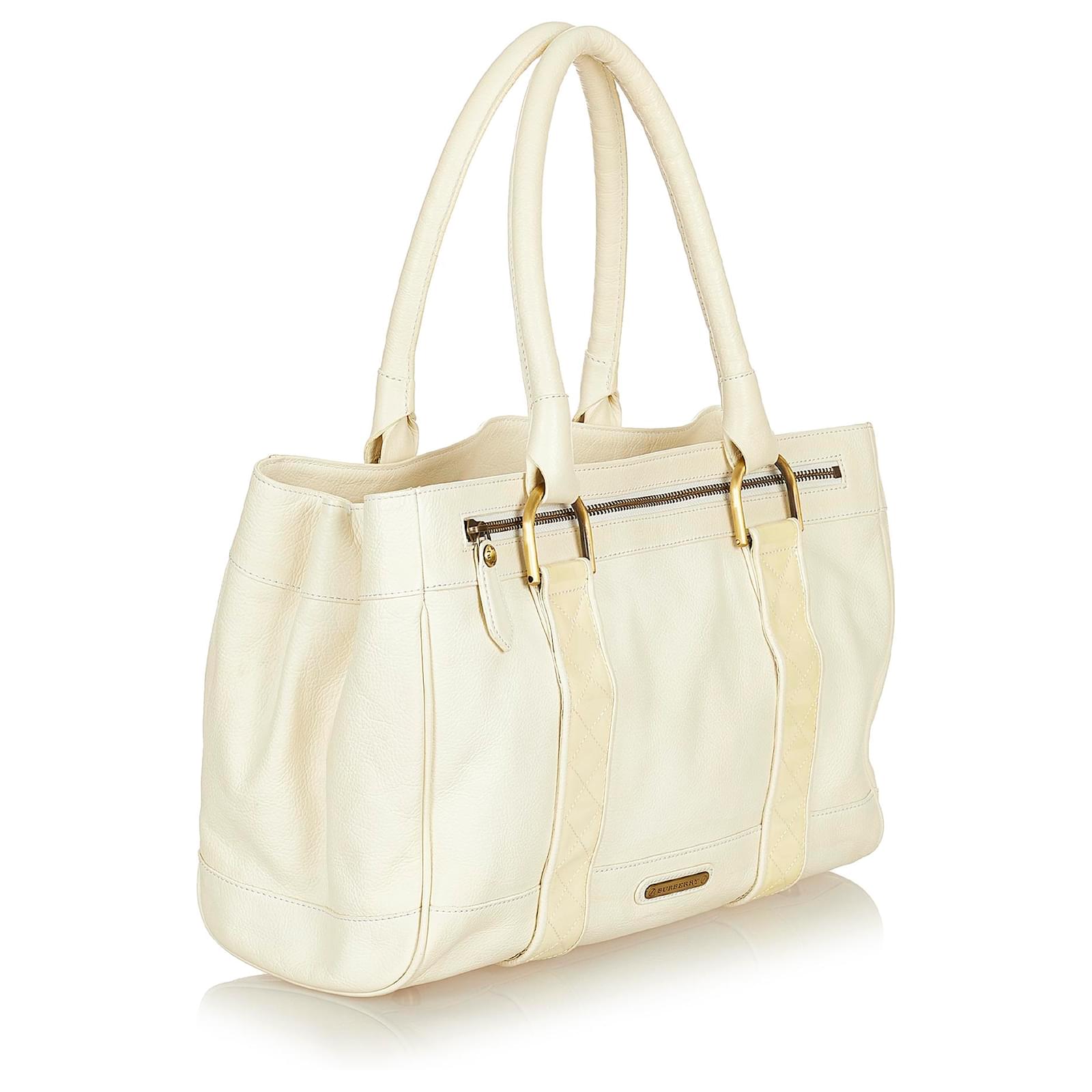 Burberry White Leather Shoulder Bag Patent leather Pony-style calfskin ...