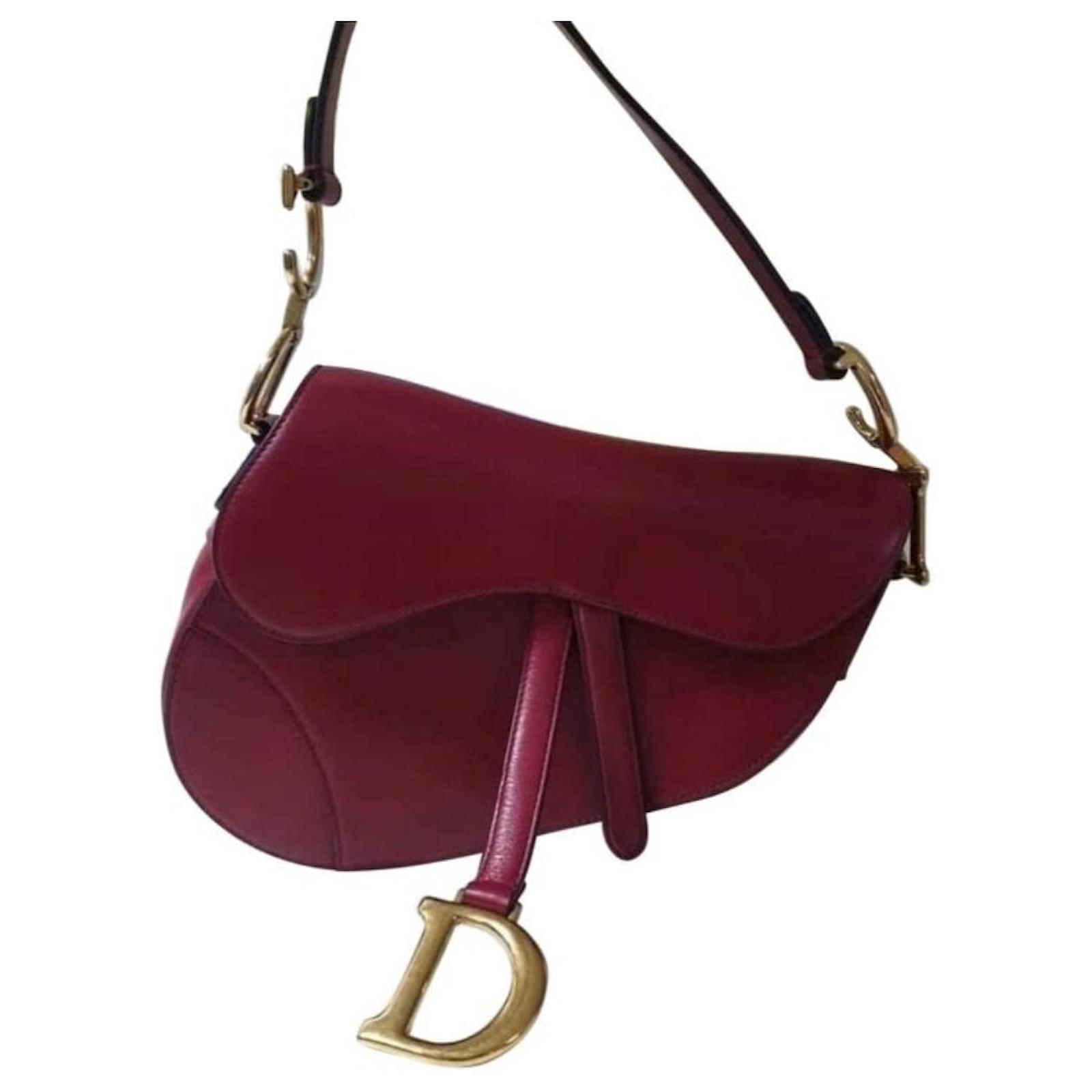 Christian Dior Burgundy Leather Saddle Bag Dark red ref.422652 - Joli ...