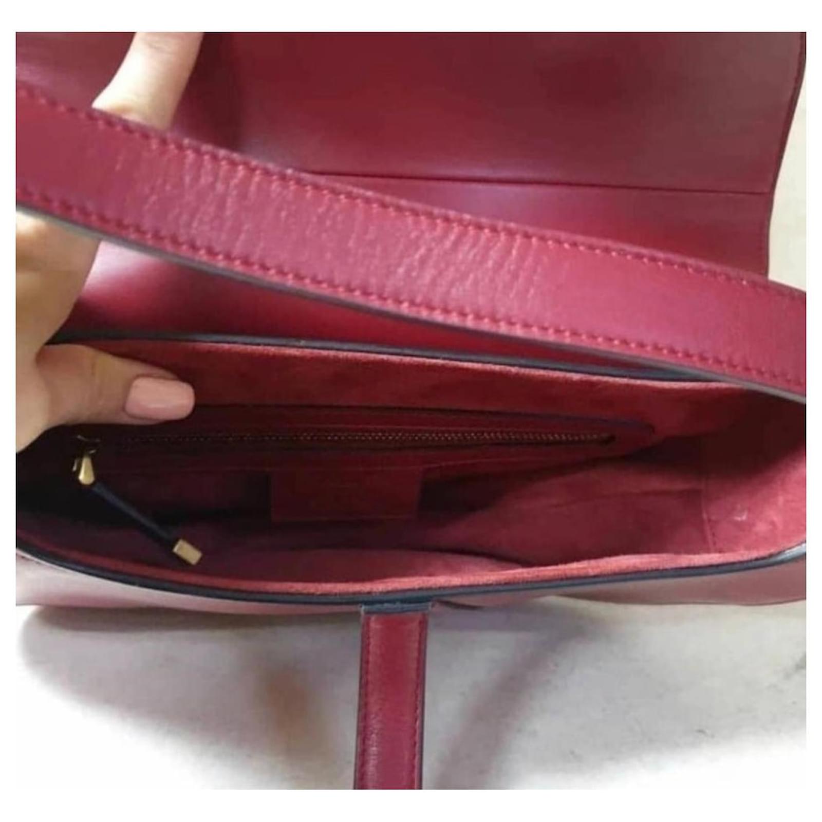 Leather handbag Dior Burgundy in Leather - 36322608