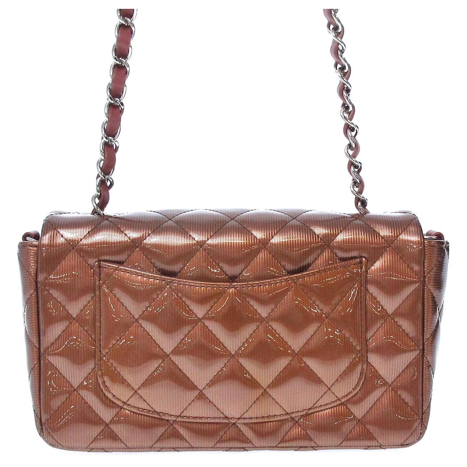 Chanel Mini Matrasse Chain Shoulder Bag Brown Patent leather ref.423199