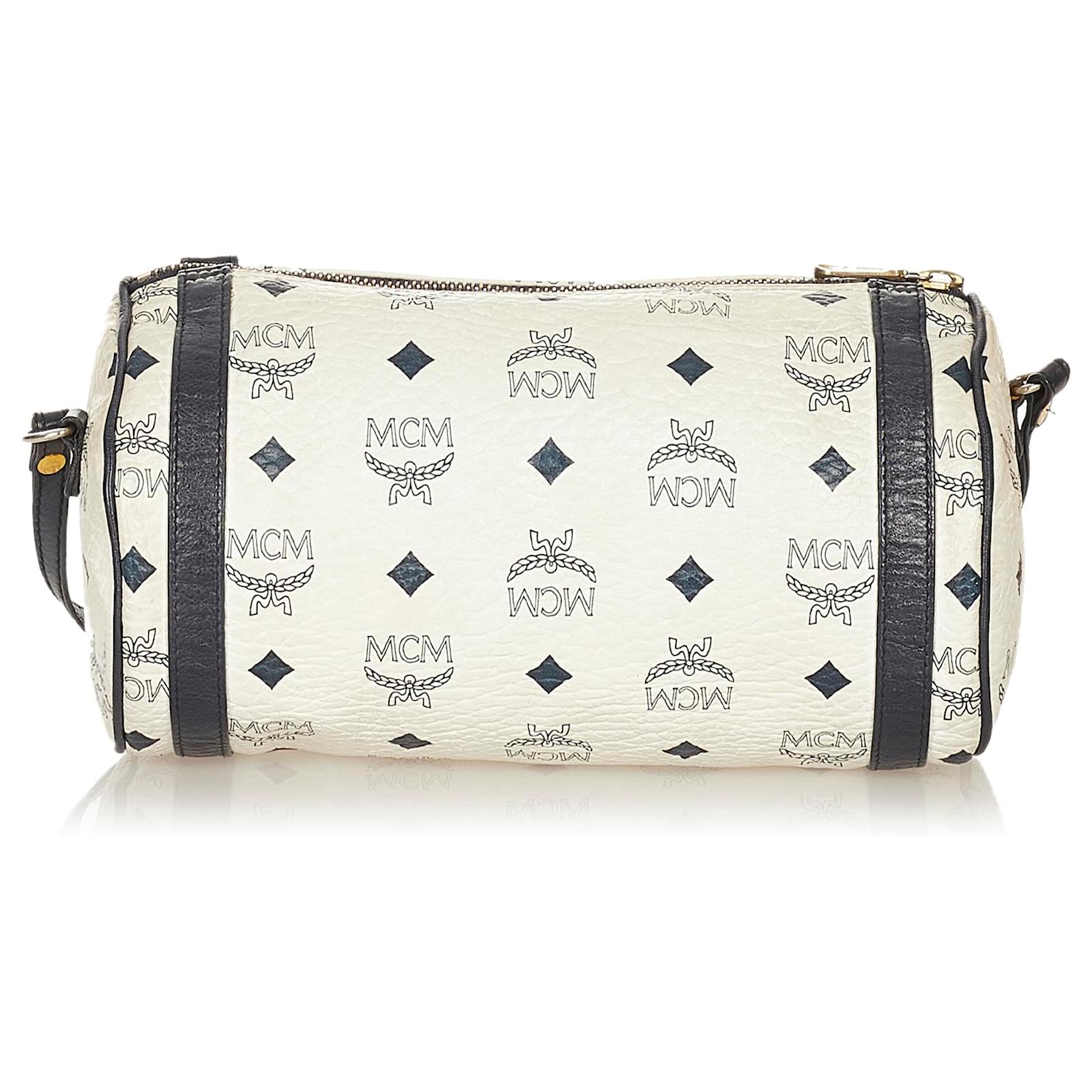 MCM White Visetos Leather Crossbody Bag Black Pony-style calfskin  ref.398559 - Joli Closet