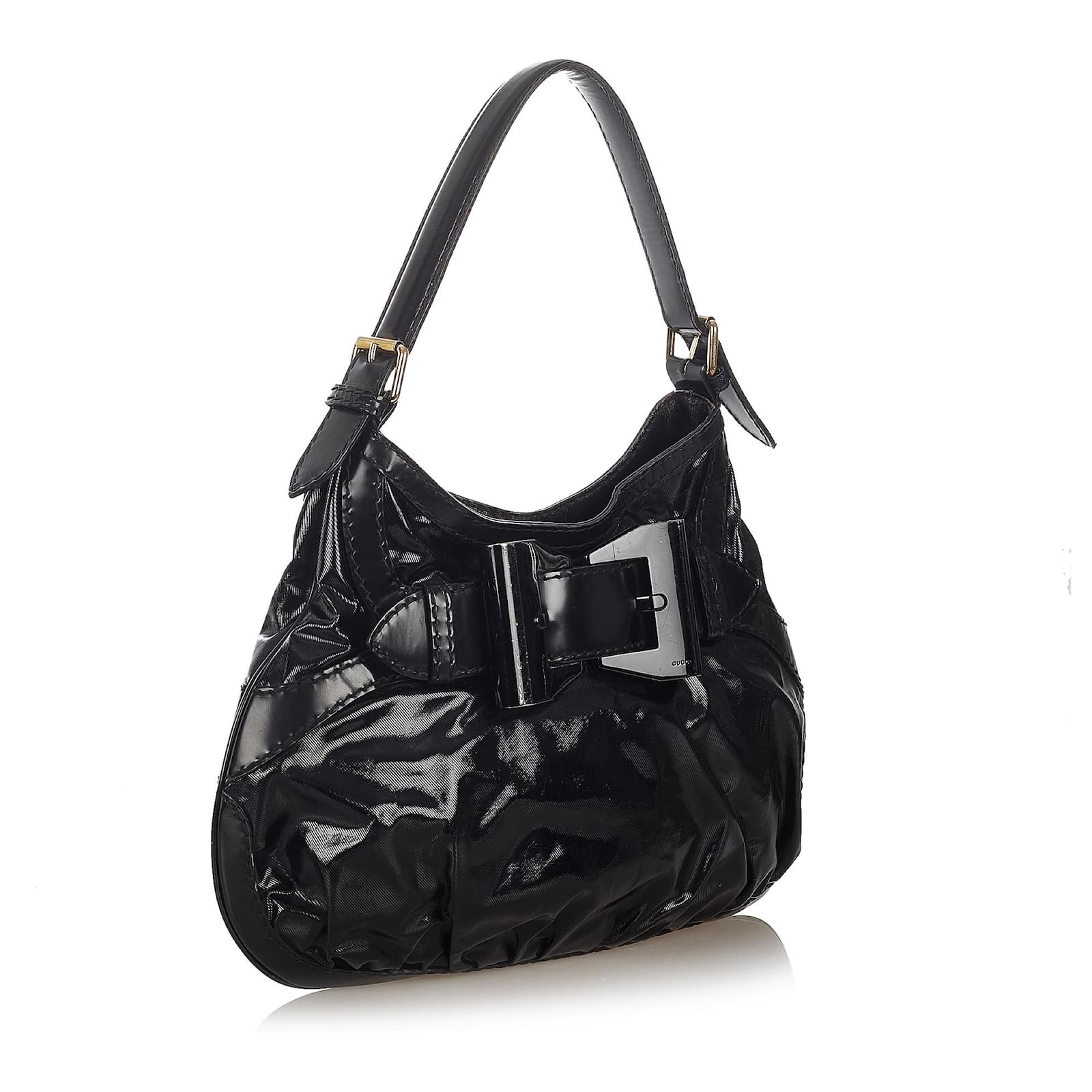 Gucci Black Dialux Queen Hobo Bag Leather Cloth Pony-style calfskin ...