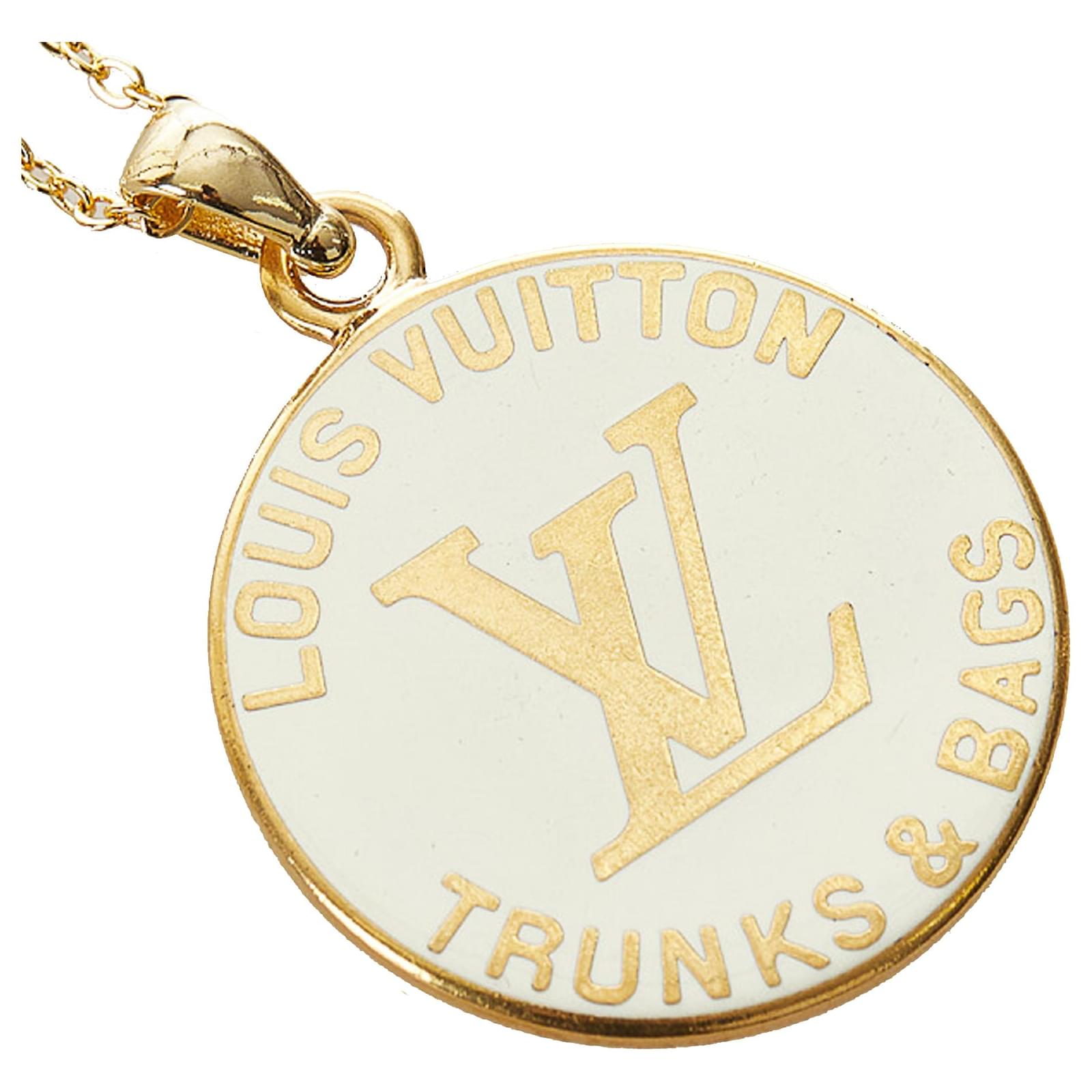 Louis Vuitton White Trunks and Bags Pendant Necklace Golden Metal  ref.424838 - Joli Closet