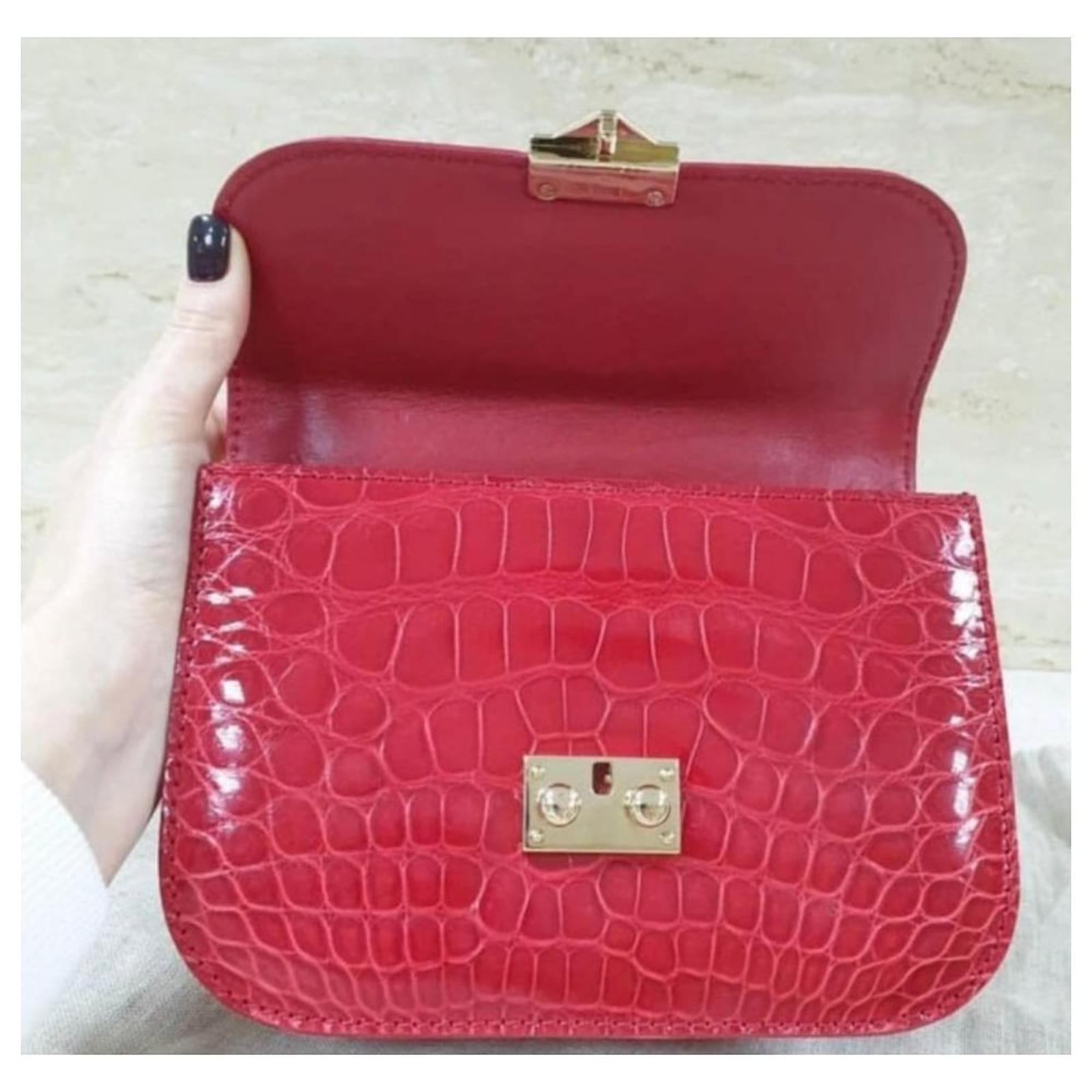 Valentino red crocodile discount purse