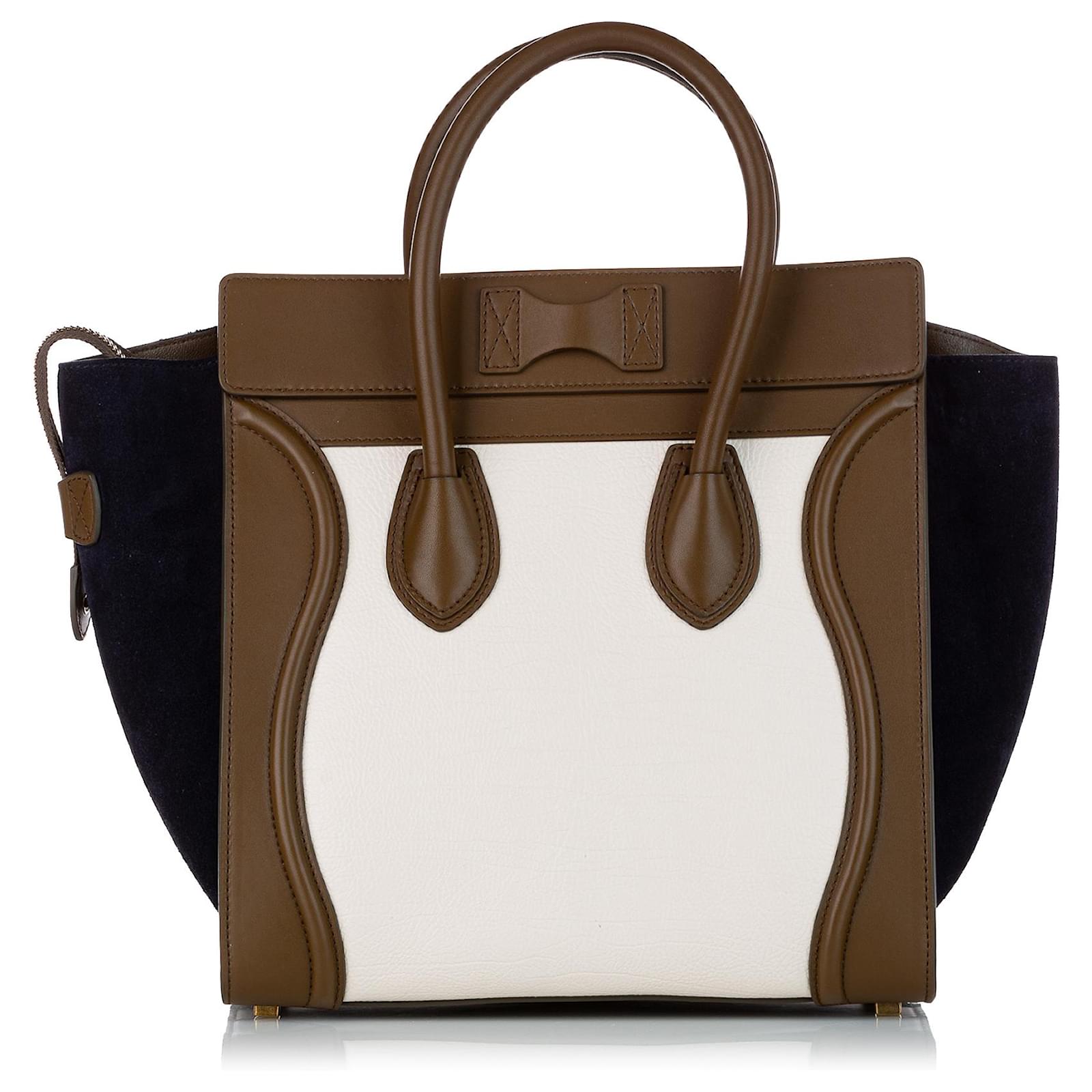 Celine Tri-Color Leather and Suede Mini Luggage Tote Bag