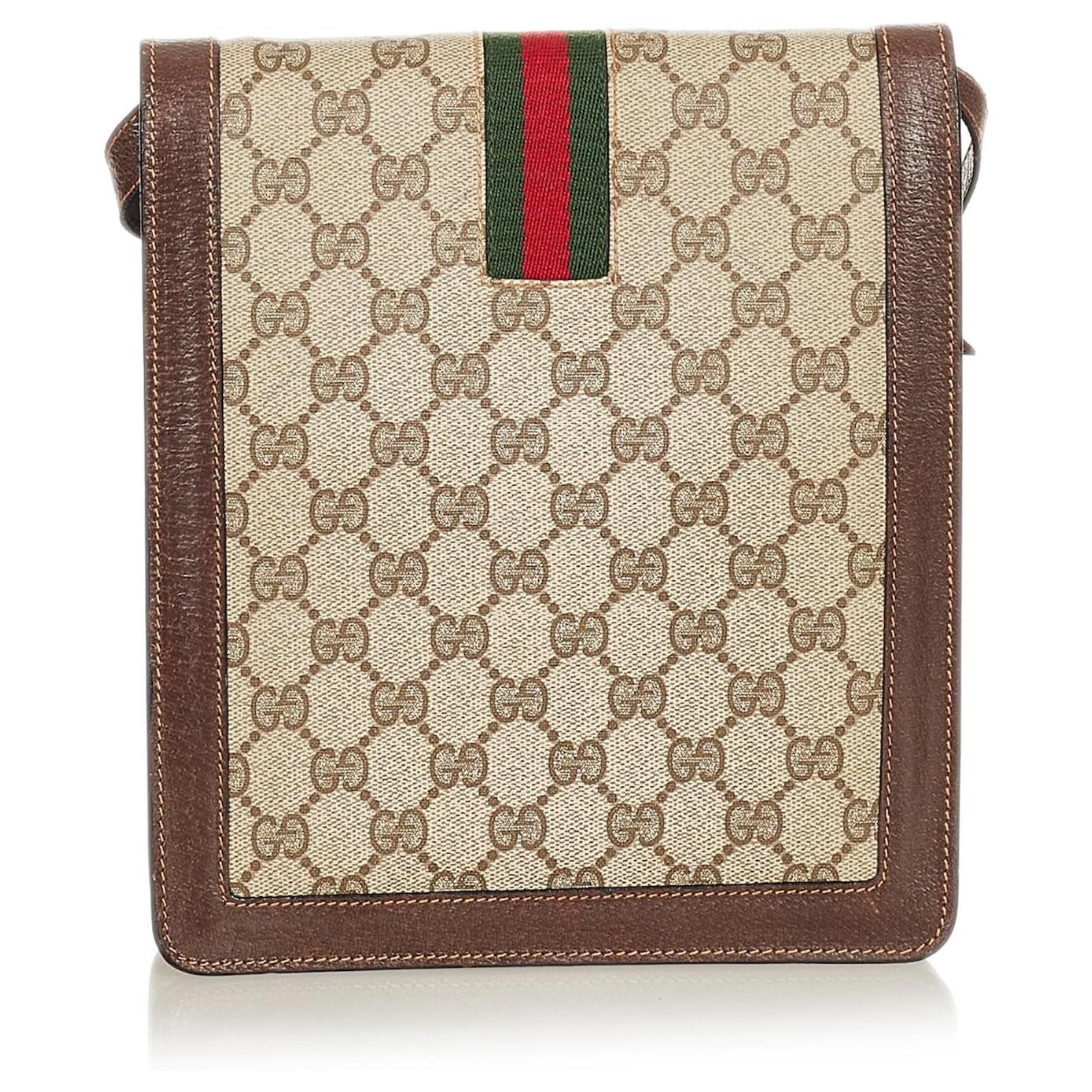 gucci laptop case gg supreme brown