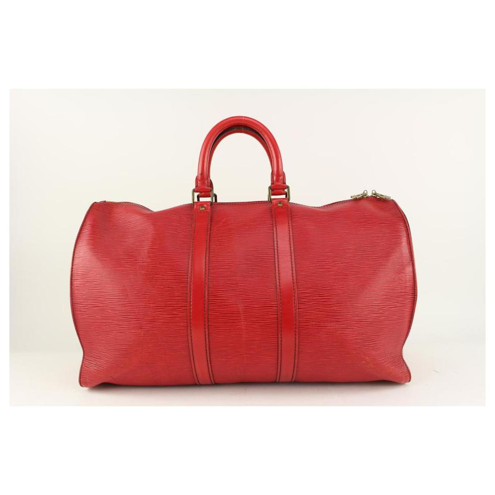 Louis Vuitton Keepall Boston Duffle 45 Red Leather for sale online