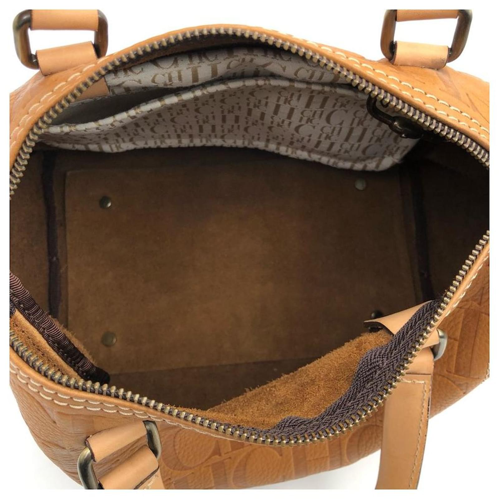 Carolina Herrera Andy bag in cognac leather with embossed logo Brown  ref.425916 - Joli Closet
