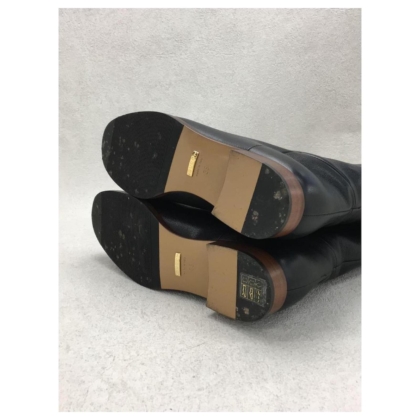 Usado] Botas largas GUCCI 35 cuero negro Joli