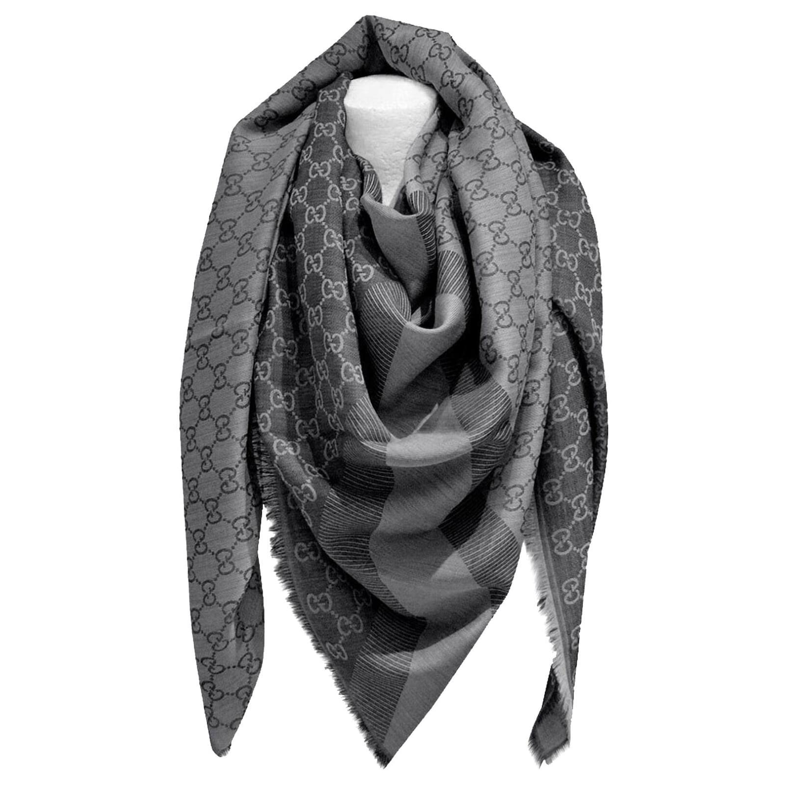 stola sciarpa scarf gucci nuova con etichette Dark grey Silk Wool ref ...