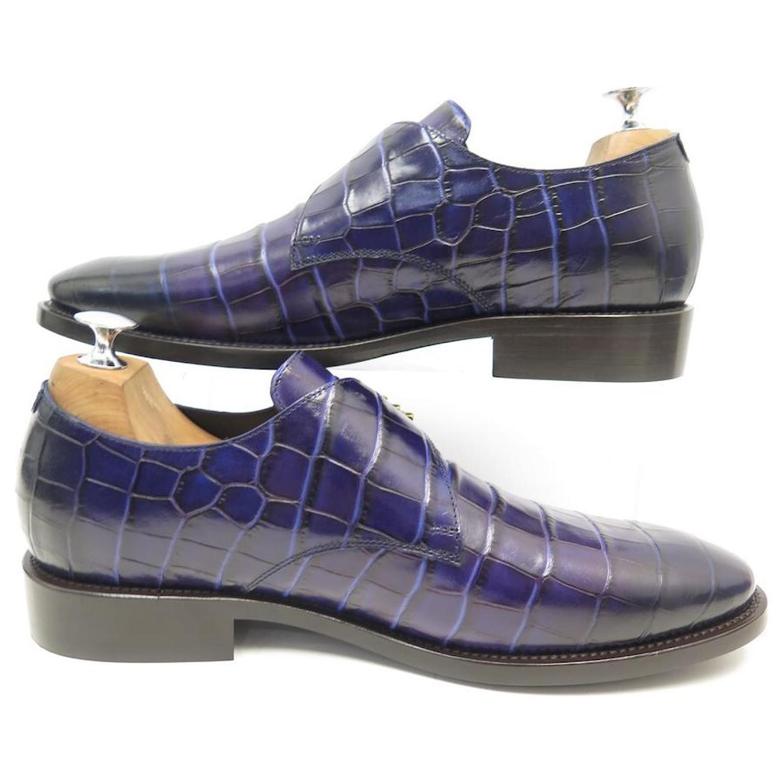 NEW BALENCIAGA EVENING DERBY SHOES 549807 42 IN BLACK CROCO