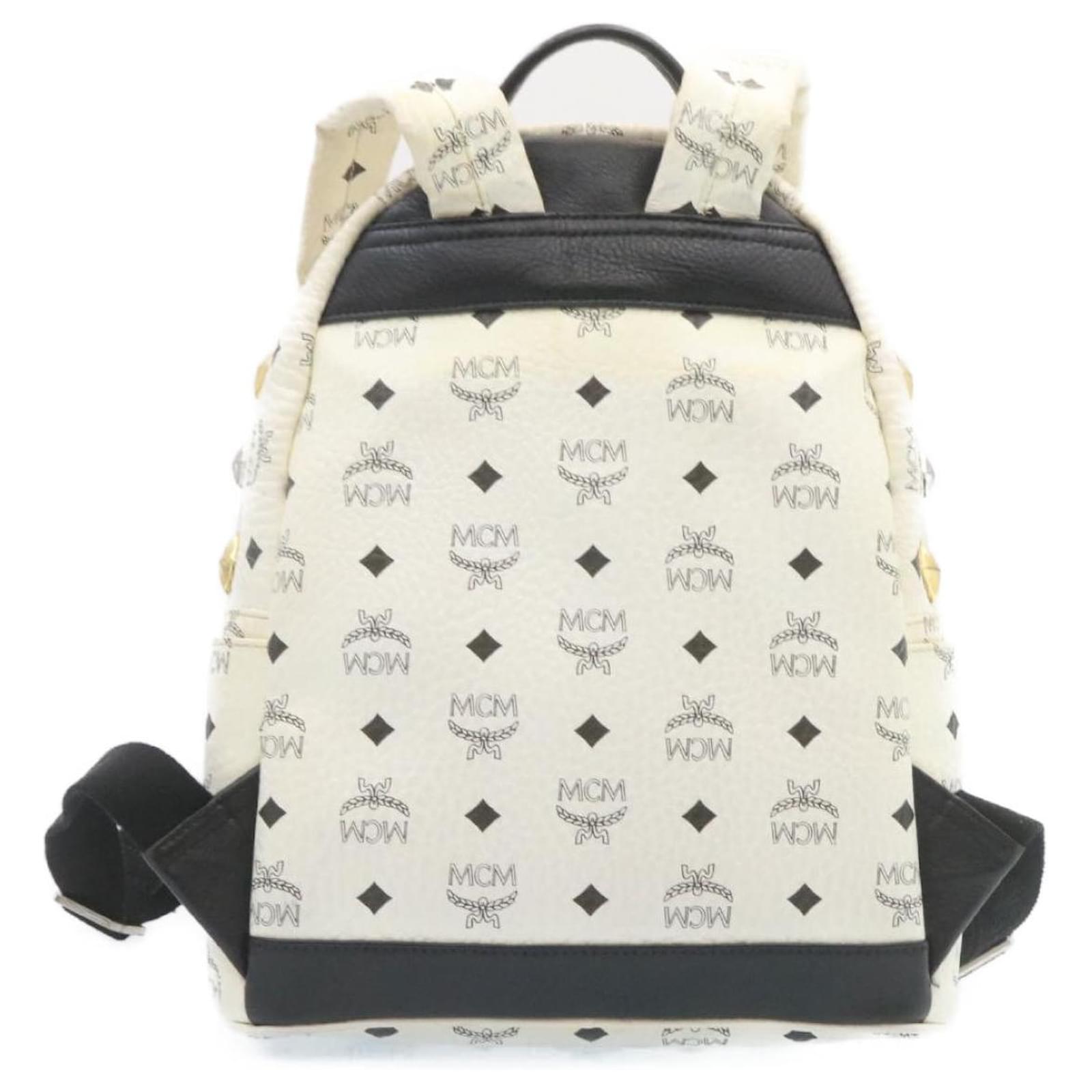 MCM Backpack White Leather Joli Closet
