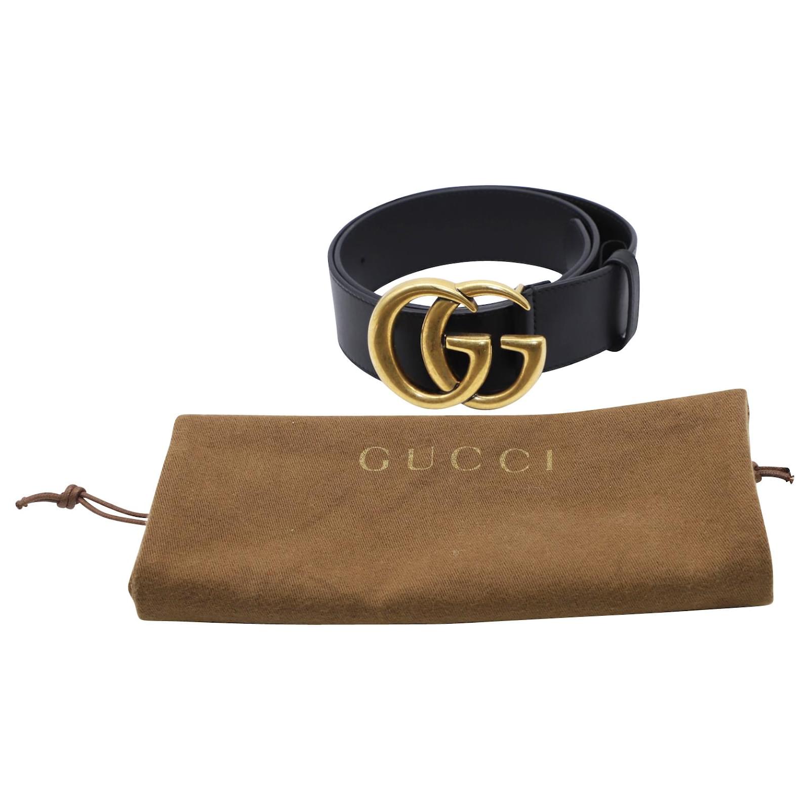 Gucci GG Marmont Belt in Black Leather