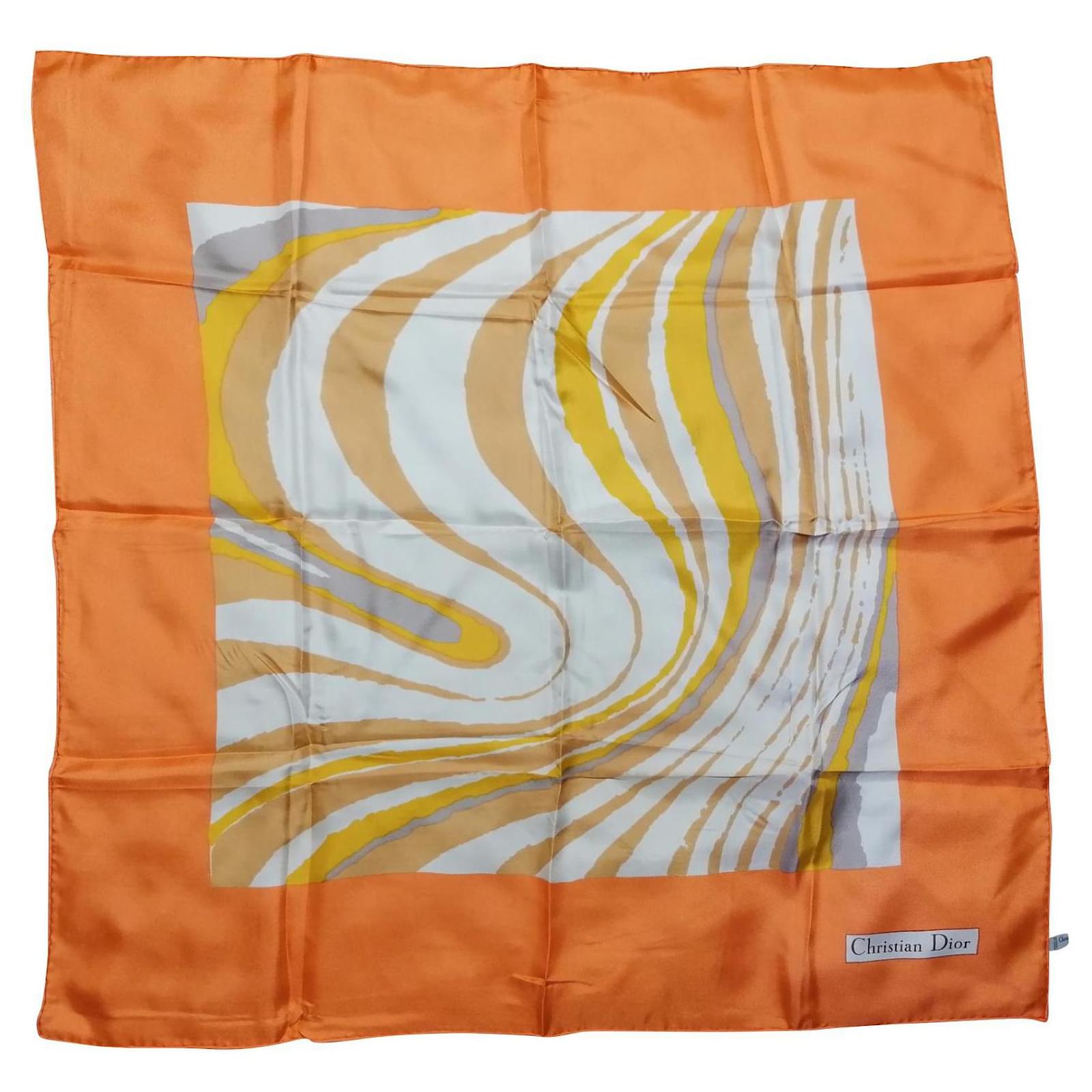 Christian Dior Silk scarf Beige Orange Yellow ref.428020 - Joli Closet