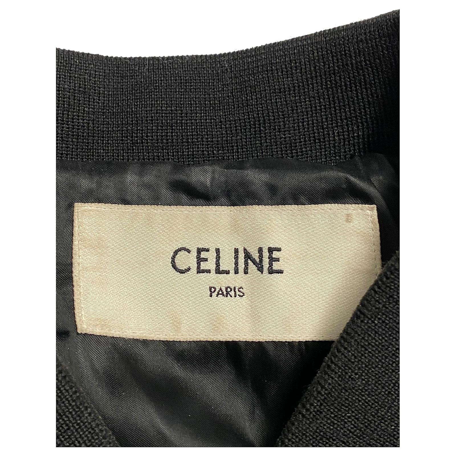 Céline Celine Studded Bomber Jacket in Black Leather ref.428033