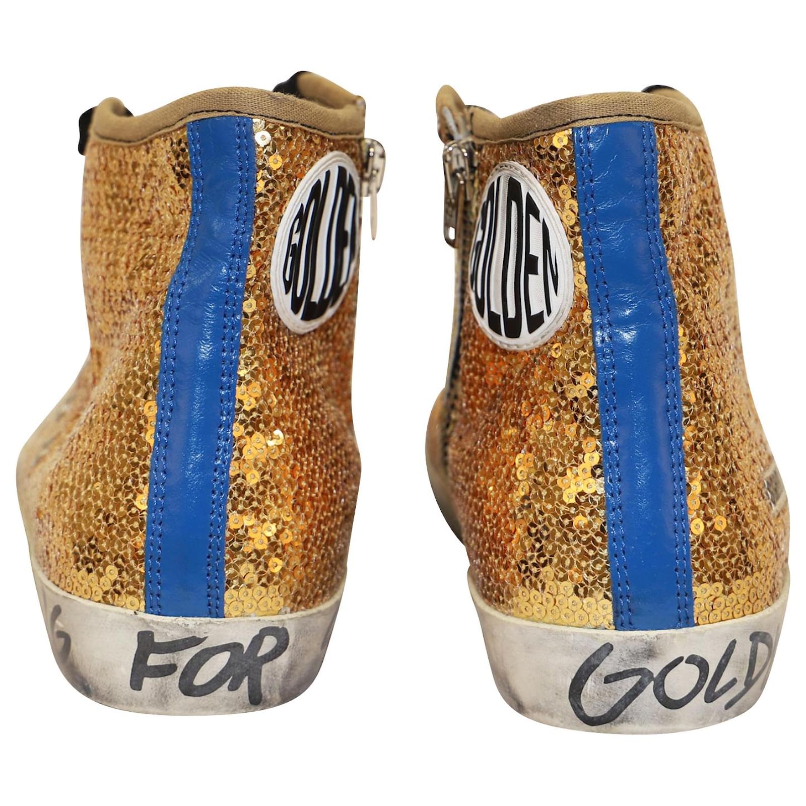 Golden Goose Francy Sneakers in Gold Sequin Leather