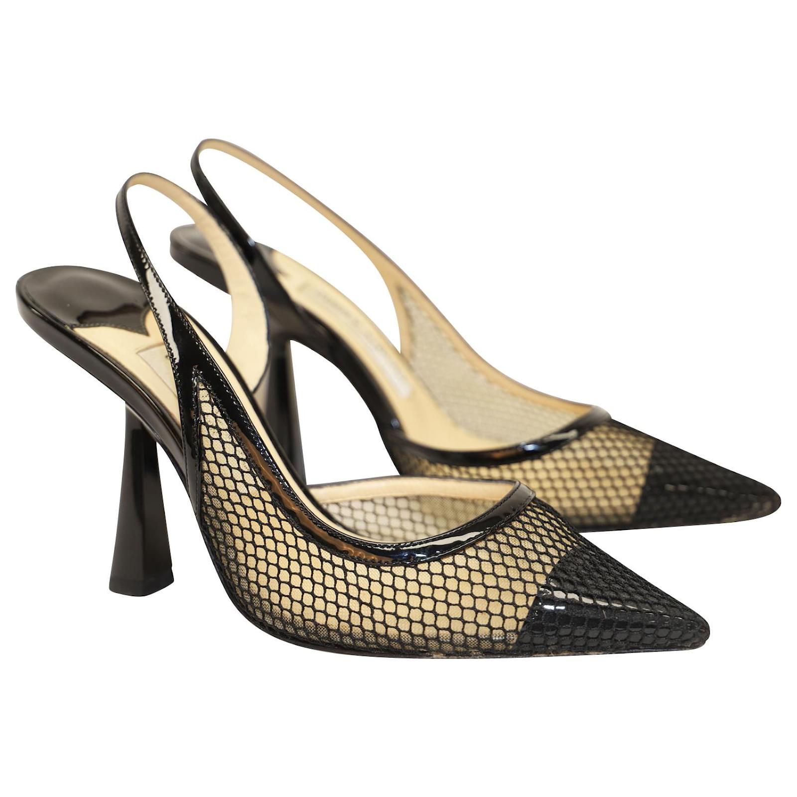 Jimmy Choo Feto 65 Mesh Pumps in Black Patent Leather ref.428523