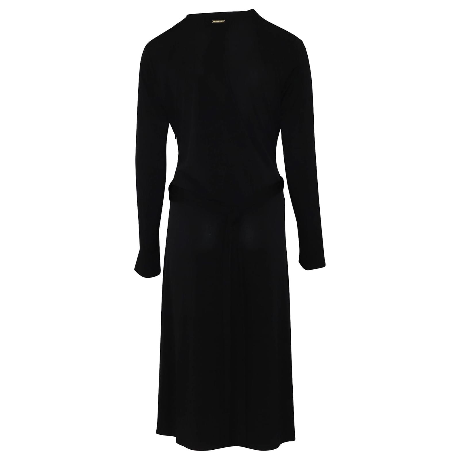 Michael Kors Wrap Dress in Black Polyester  - Joli Closet