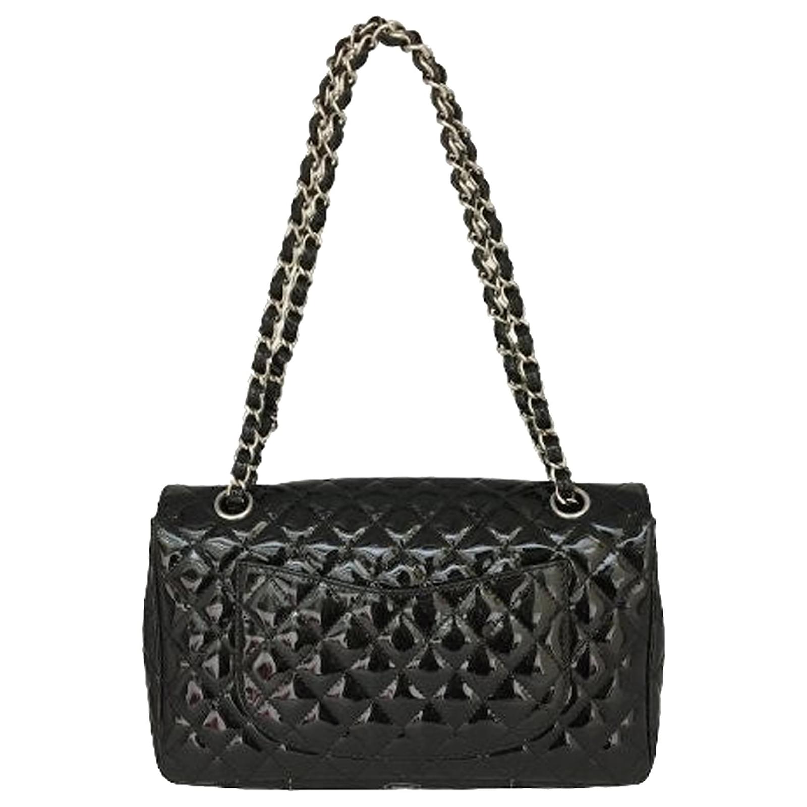 Chanel Black Medium Secret Label Patent Leather Flap Bag ref.428912 - Joli  Closet