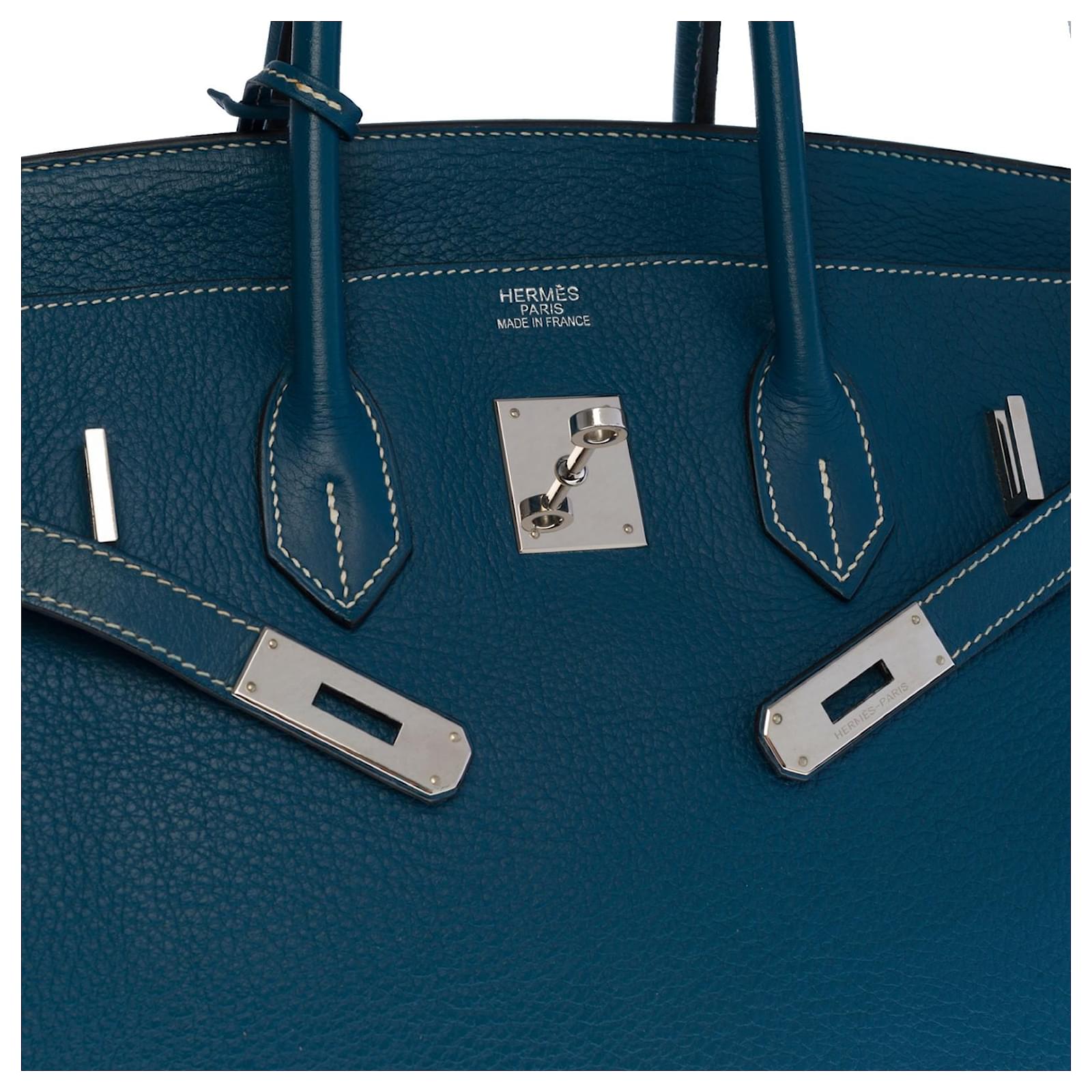 Hermes Birkin Bag 35 Clemence blau Palladium Tasche