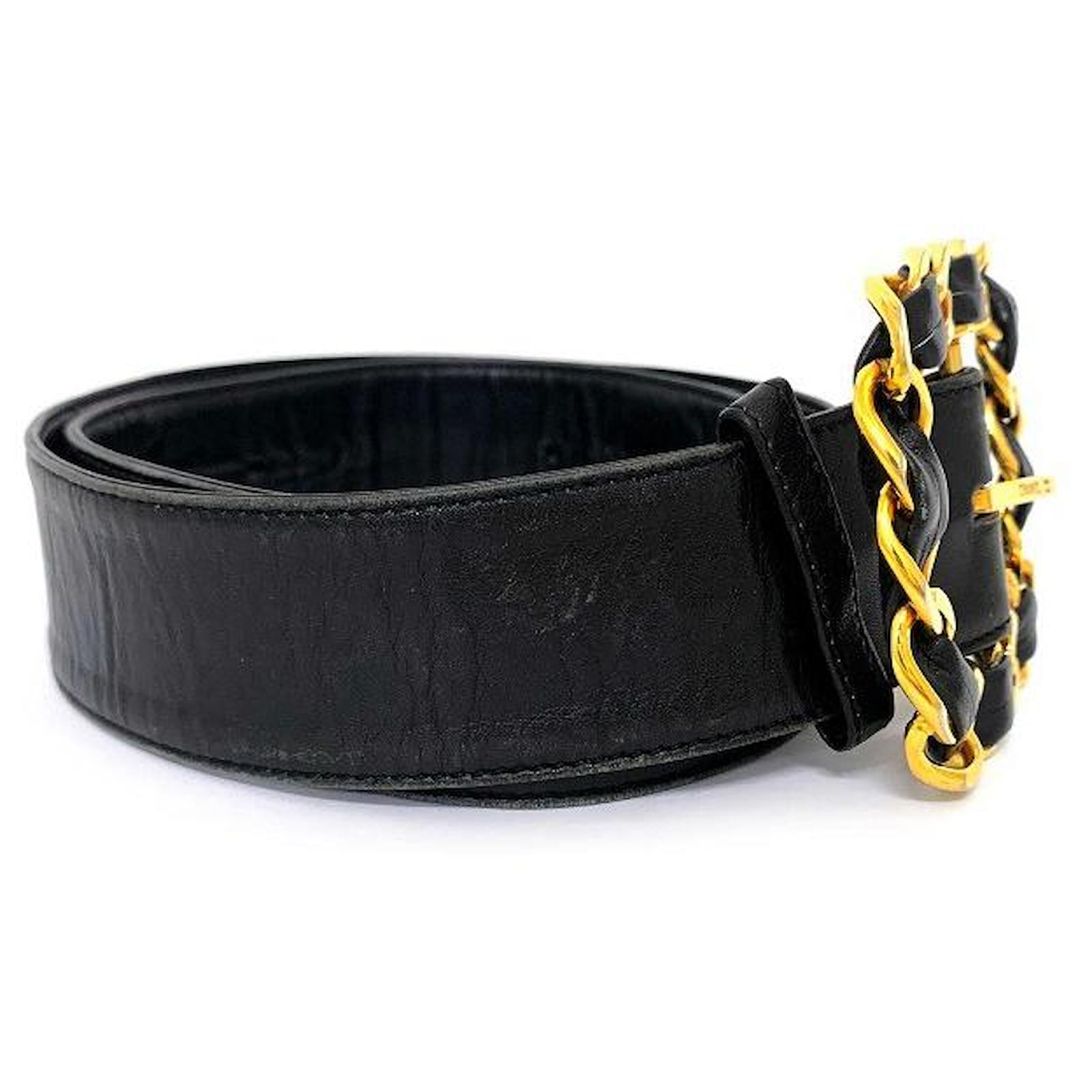 [Used] Chanel Waist Belt Black Gold Coco Mark Chain Lambskin GP Leather  ref.430163 - Joli Closet