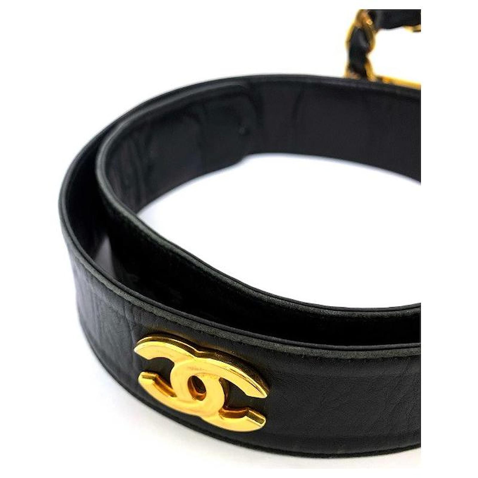 [Used] Chanel Waist Belt Black Gold Coco Mark Chain Lambskin GP Leather  ref.430163 - Joli Closet