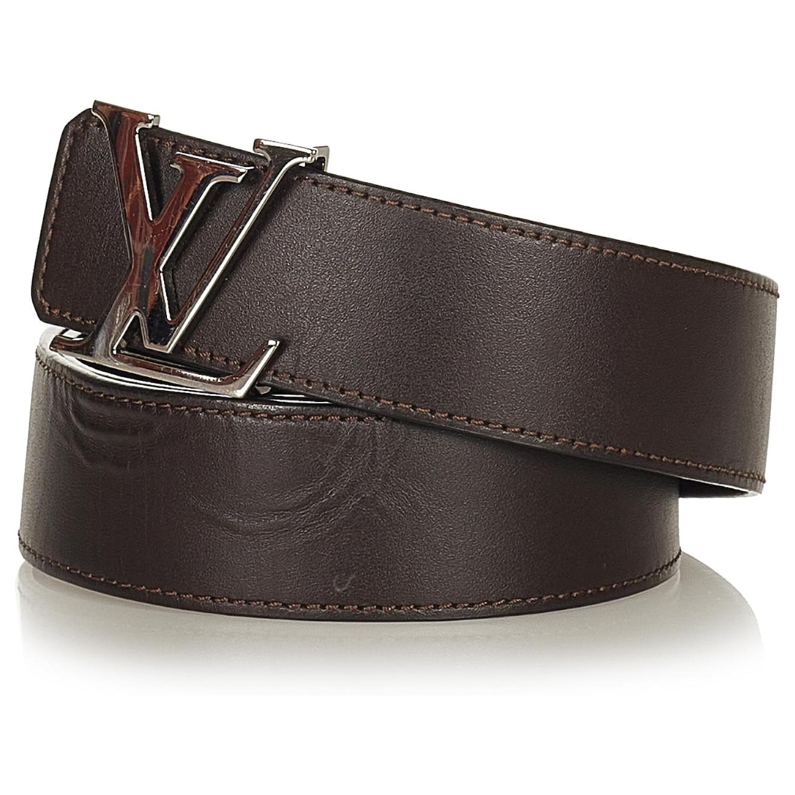 Louis Vuitton Black Initiales Leather Belt Silvery Metal Pony-style  calfskin ref.589116 - Joli Closet