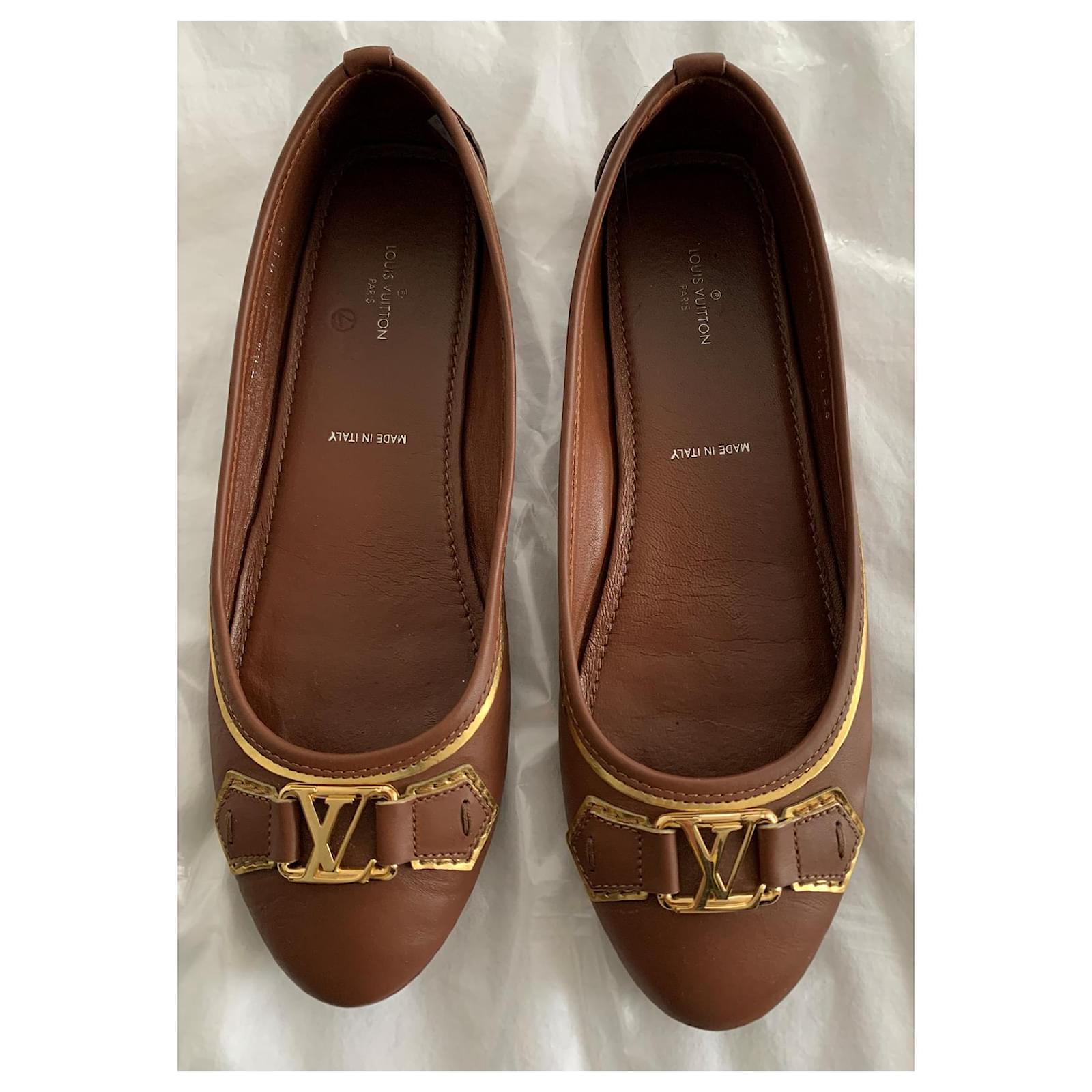 Louis Vuitton Ballet flats Cognac Leather ref.430445 - Joli Closet