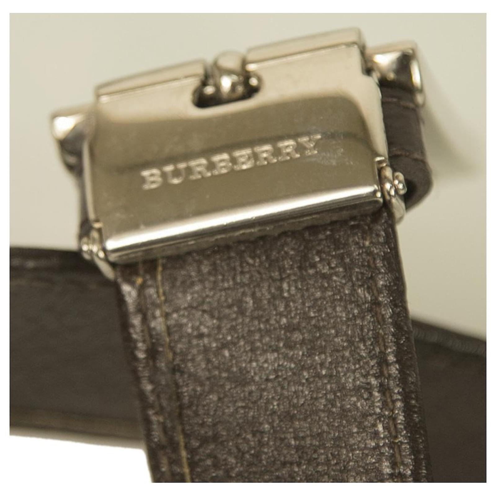 Burberry Women's Brown Leather Check Canvas Square Buckle Belt sz 42 / 105  ref.430563 - Joli Closet