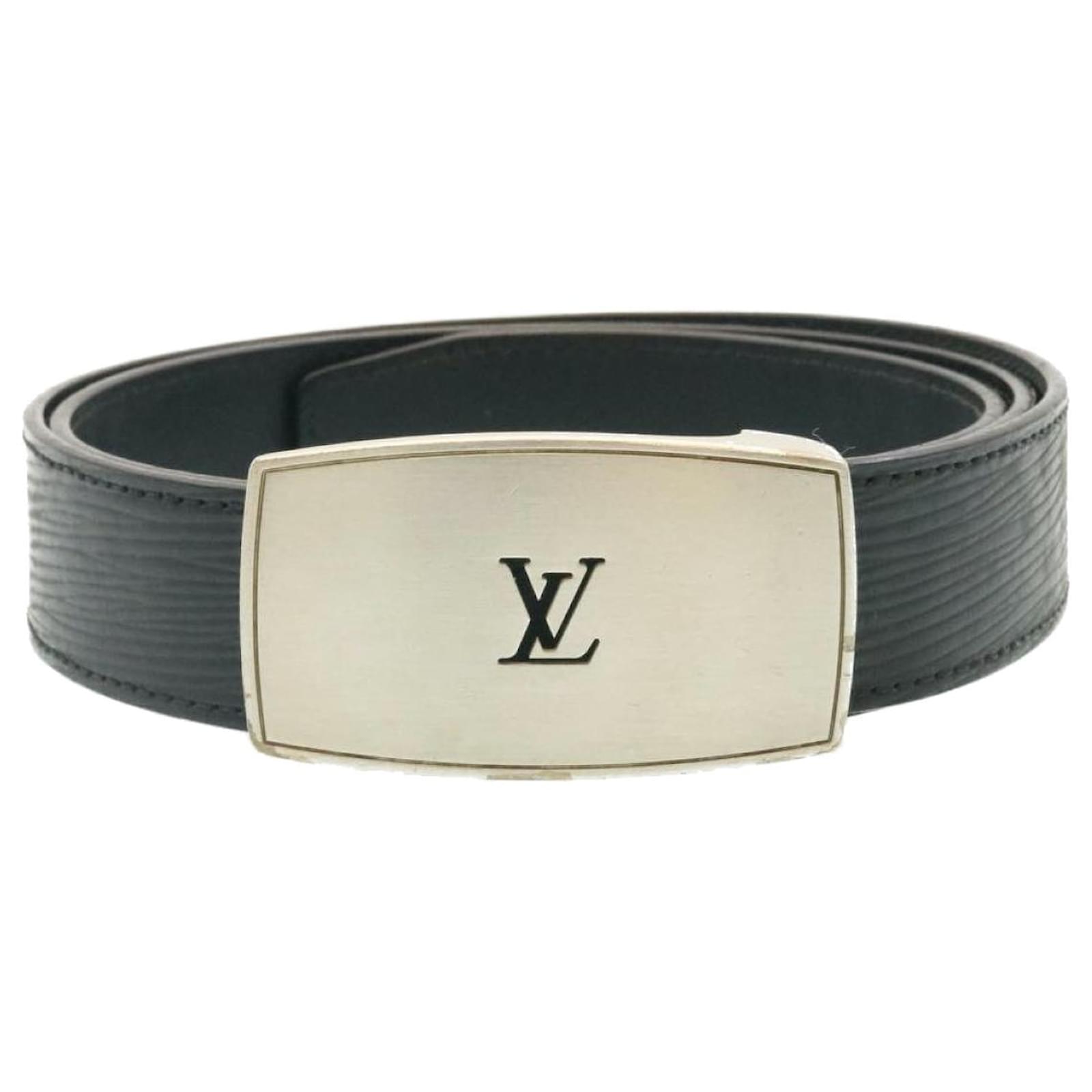 Louis Vuitton Black Epi Ceinture Belt Silvery Leather Metal ref