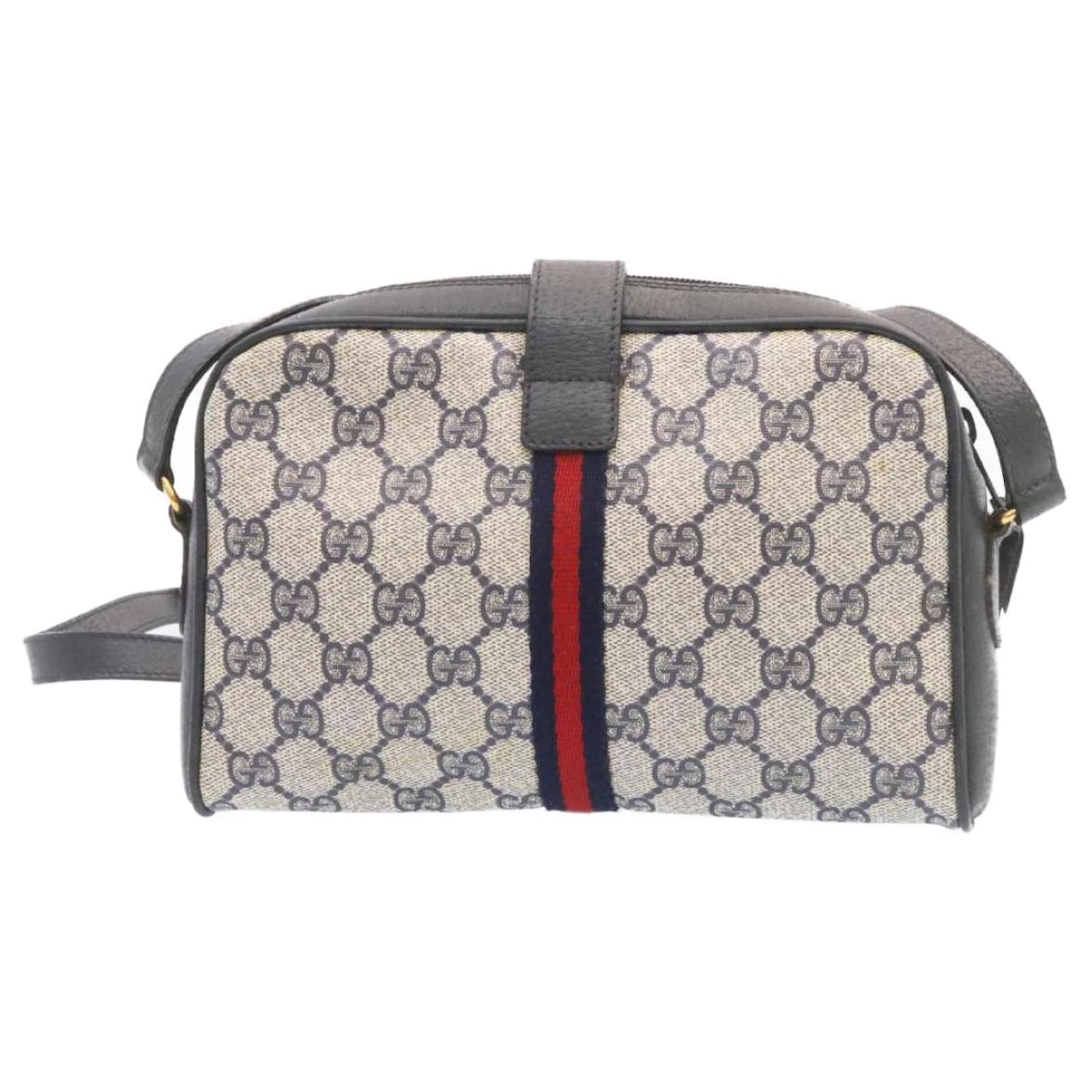 GUCCI GG Canvas Sherry Line Bamboo Shoulder Bag Leather Navy Red Auth 49610  Navy blue ref.1023673 - Joli Closet