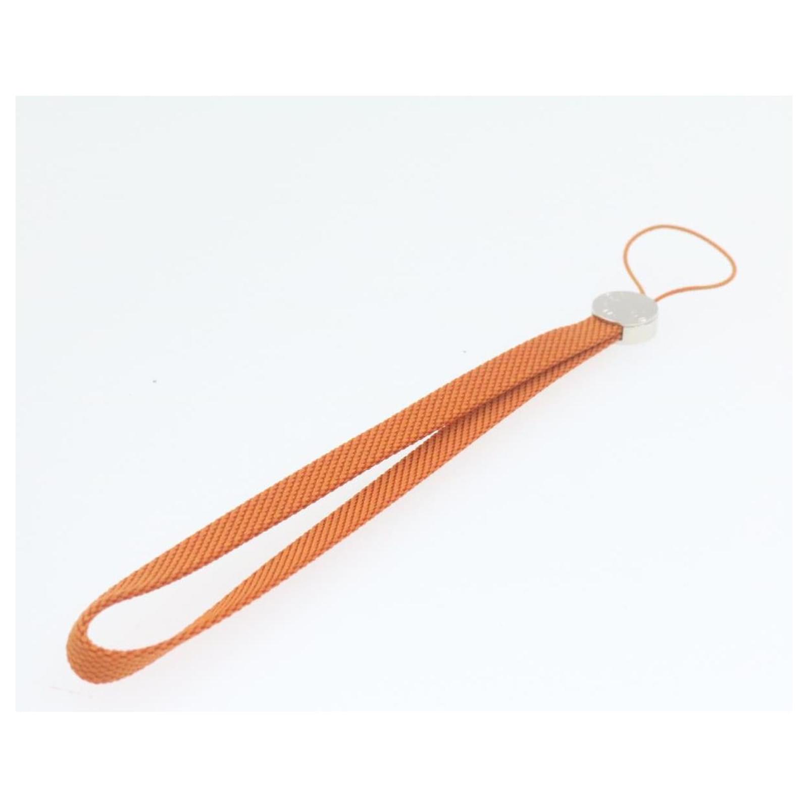 HERMES Cell Phone Strap Orange Beige 2Set Auth ar3816