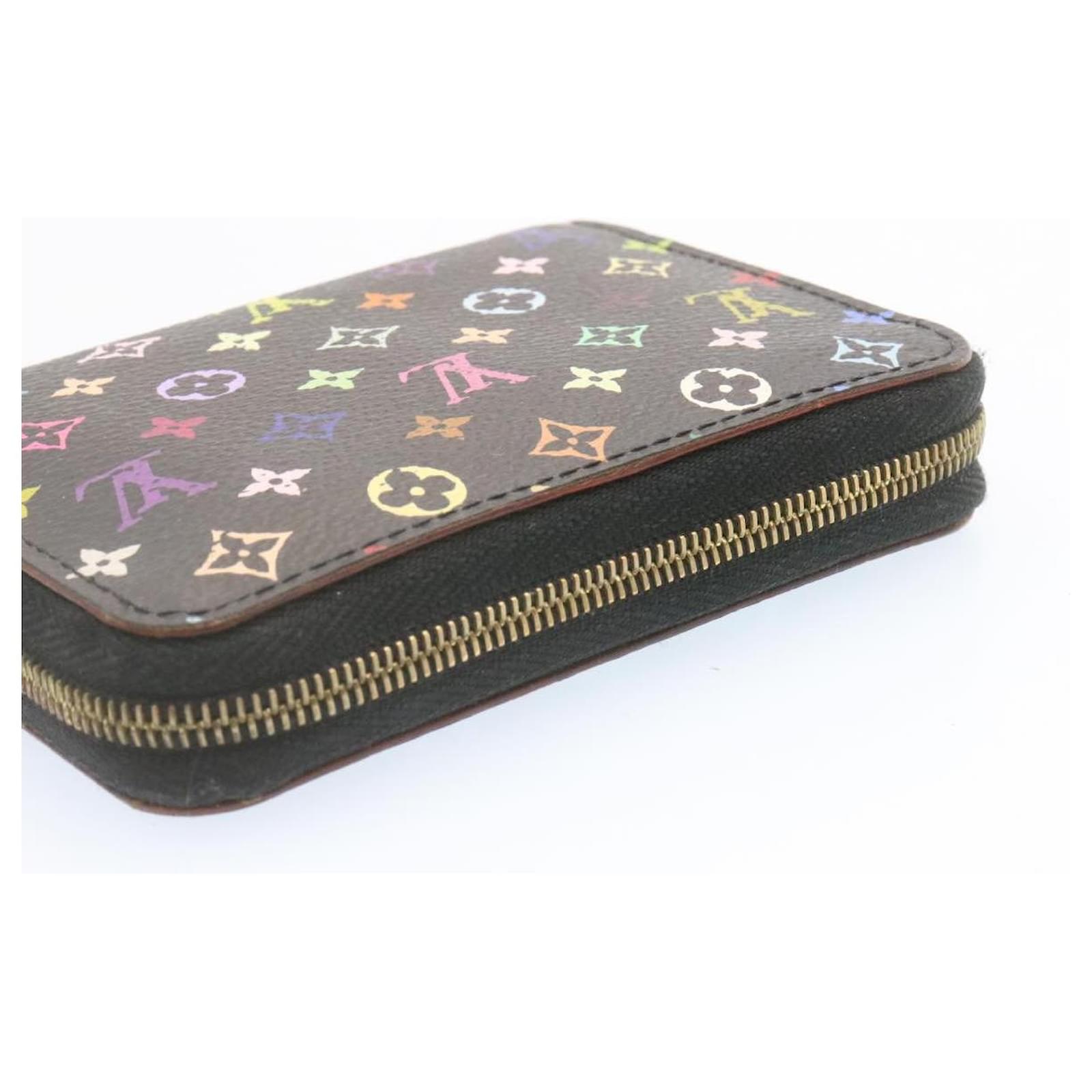 Black Leather Monogram Multicolor Zippy Coin Purse