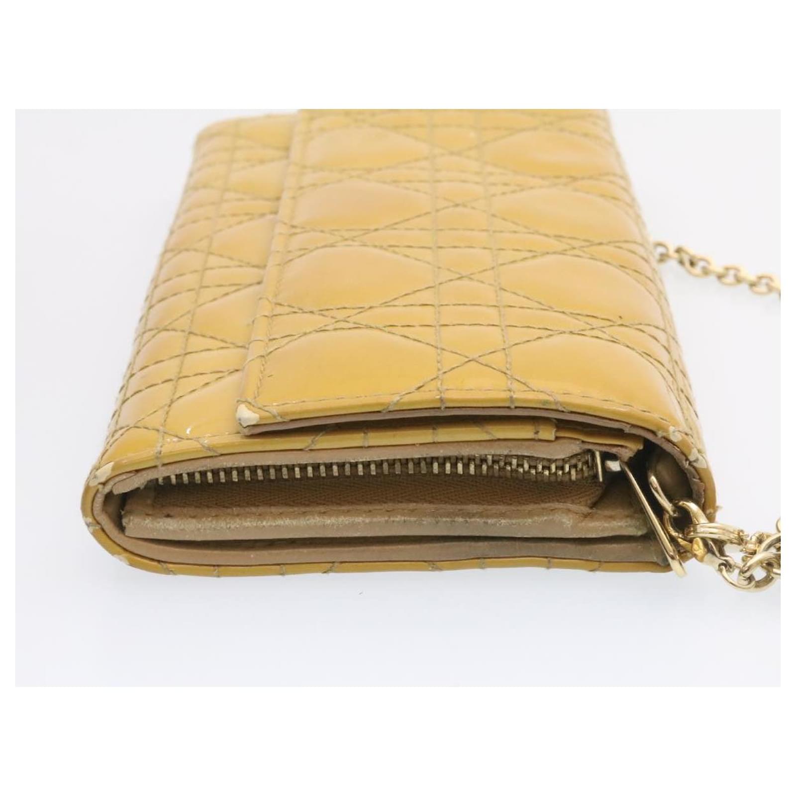 Dior Christian Dior Lady Dior wallet in yellow patent leather ref.995743 -  Joli Closet