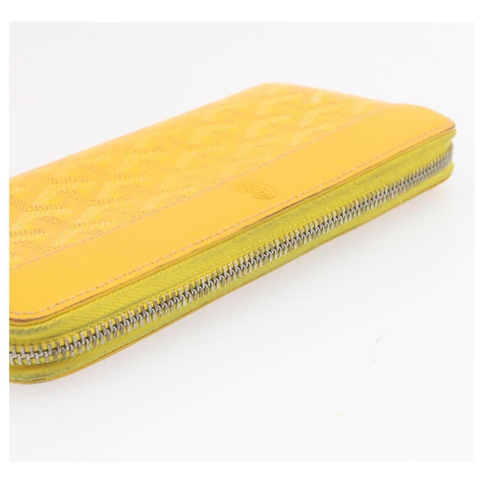 GOYARD Matignon Zip GM Long Wallet PVC Leather Yellow Auth gt1278  ref.432200 - Joli Closet