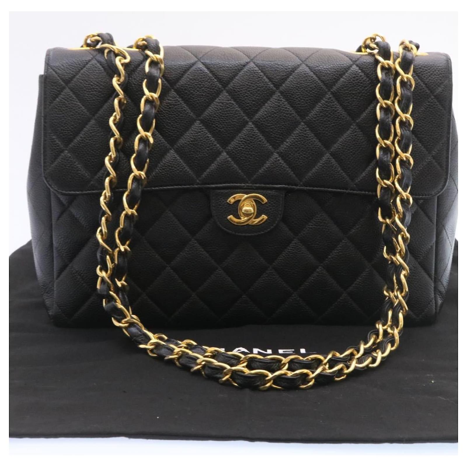 CHANEL Matelasse Chain Flap Shoulder Bag Lamb Skin Black Gold CC