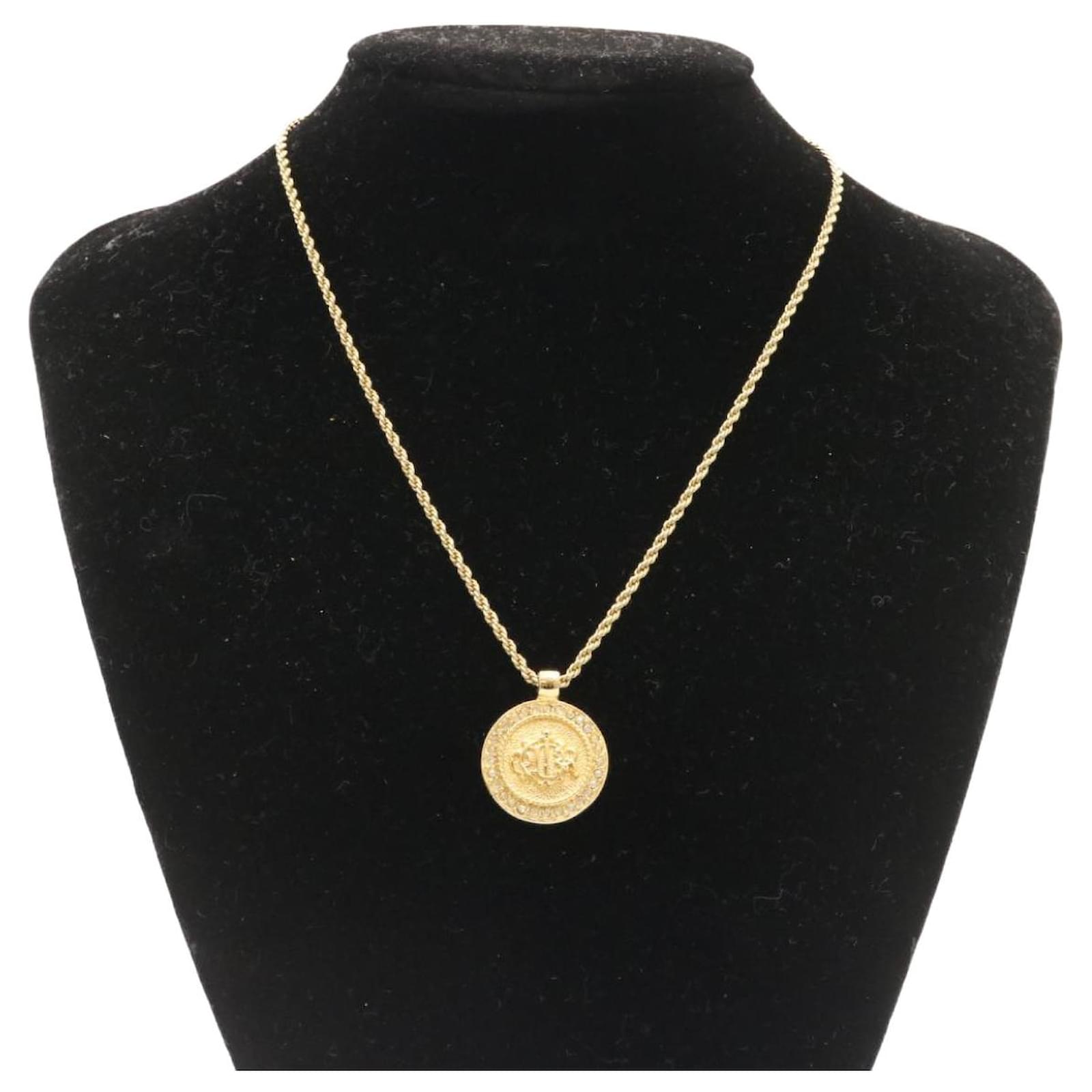 Christian Dior Pendant Necklace Gold Auth gt1616 Golden Metal ref ...