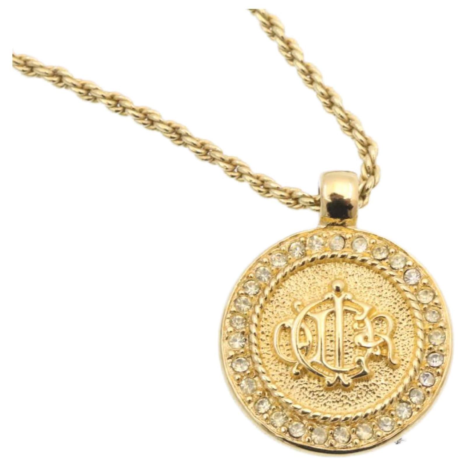 Christian Dior Pendant Necklace Gold Auth gt1616 Golden Metal ref ...