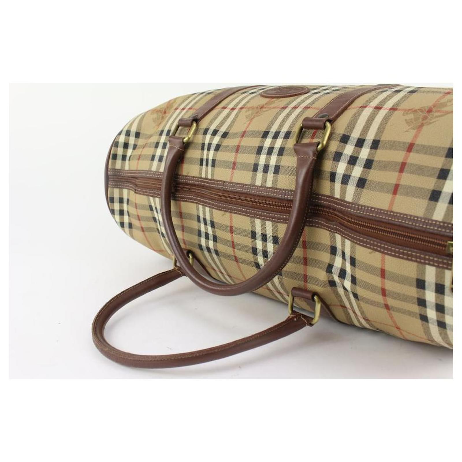 Burberry Beige Nova Check Duffle Bag with Strap Boston Upcycle ready 6 –  Bagriculture