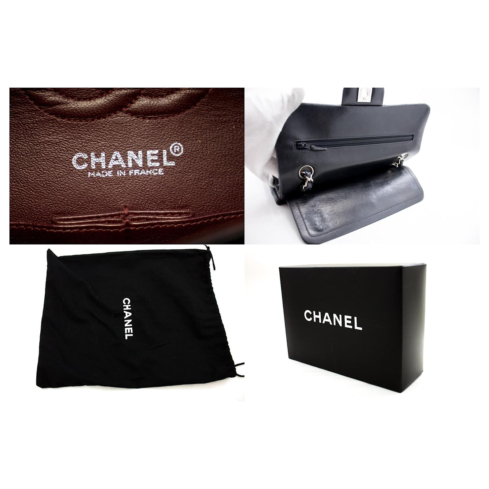 Chanel classic flap medium lined flap 2.55 timeless lambskin SHW silver  hardware black lambskin Leather ref.850262 - Joli Closet