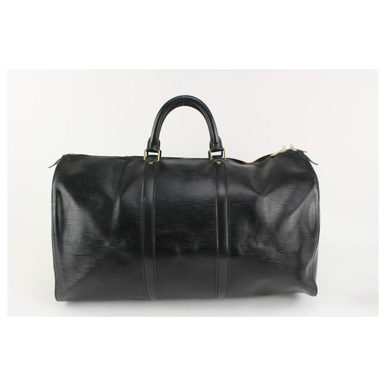 Louis Vuitton Keepall 50 Black Leather ref.932076 - Joli Closet