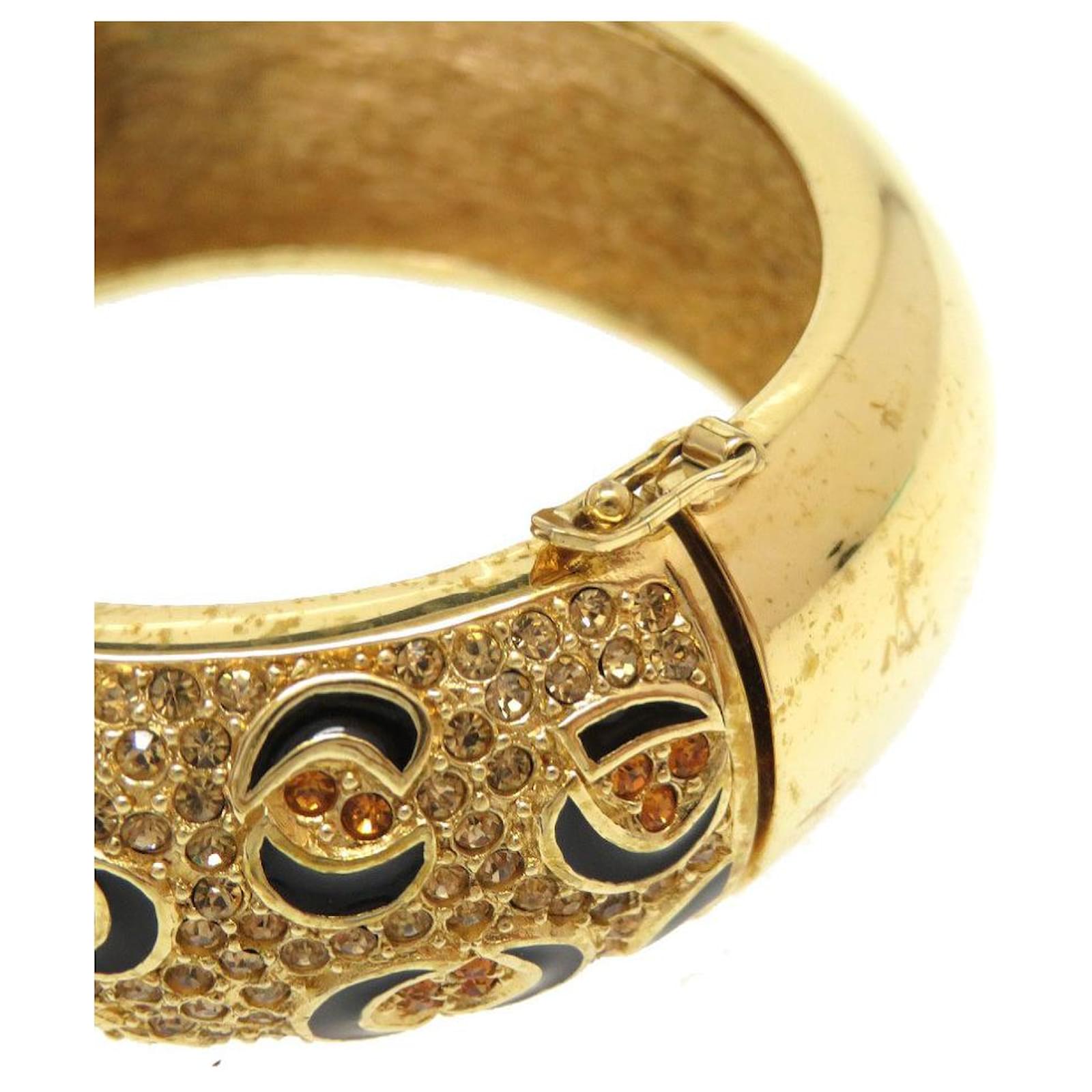 [Used] Dior Vintage Stone Gold Bangle Accessory 0032 Golden Metal ref
