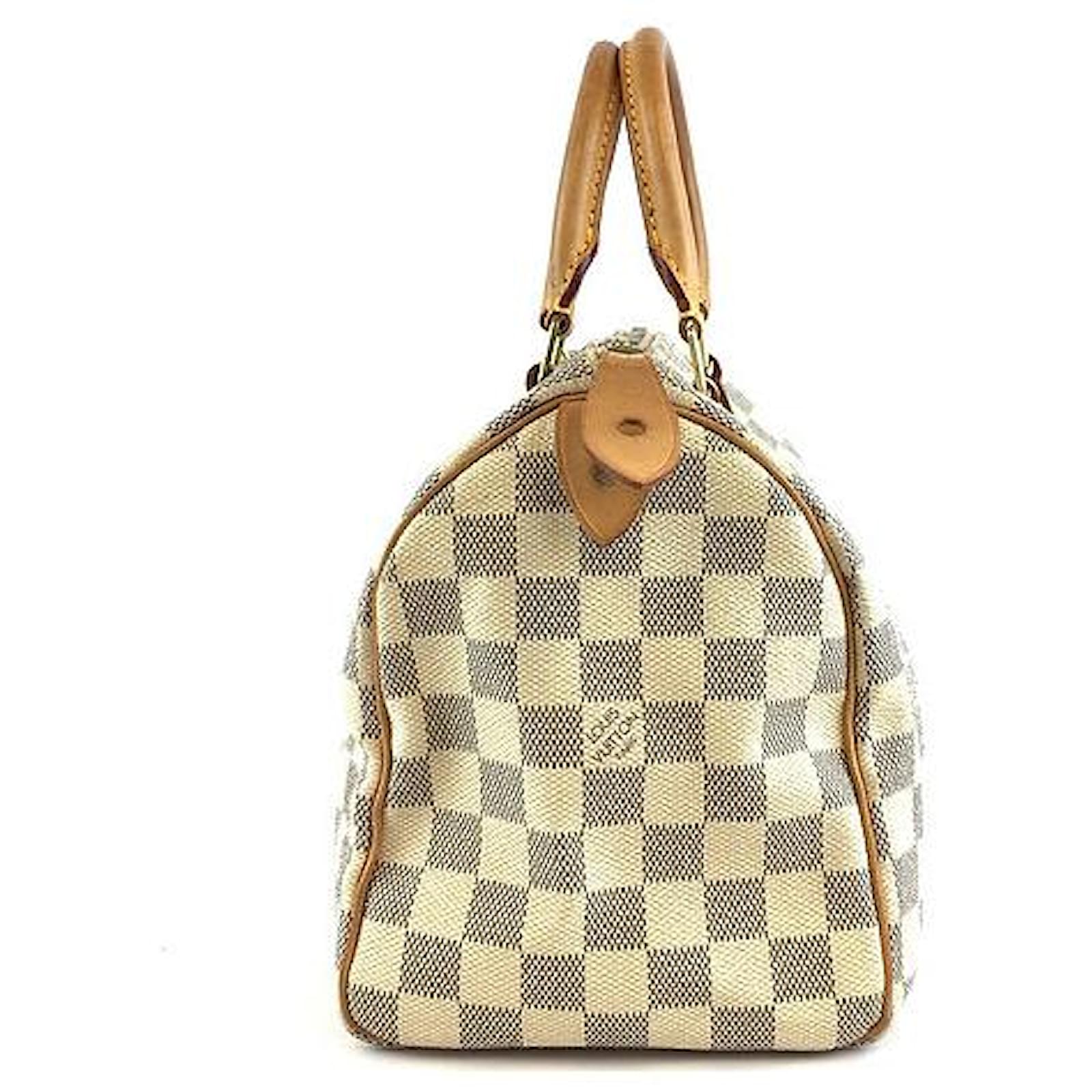 Louis Vuitton Speedy 25 Damier Azur Canvas White Leather ref.434753 - Joli  Closet