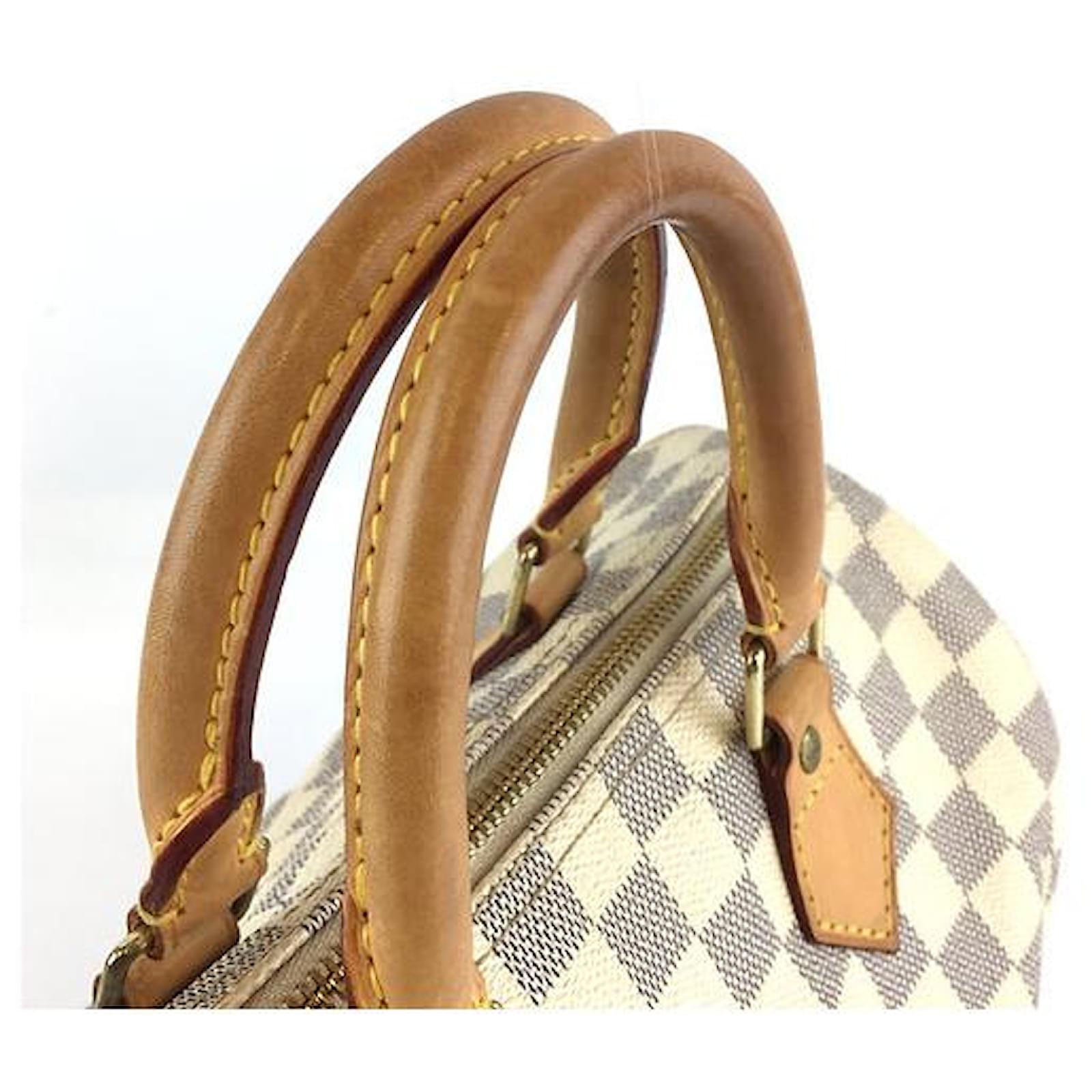 Louis Vuitton Speedy 25 Damier Azur Canvas White Leather ref.434753 - Joli  Closet